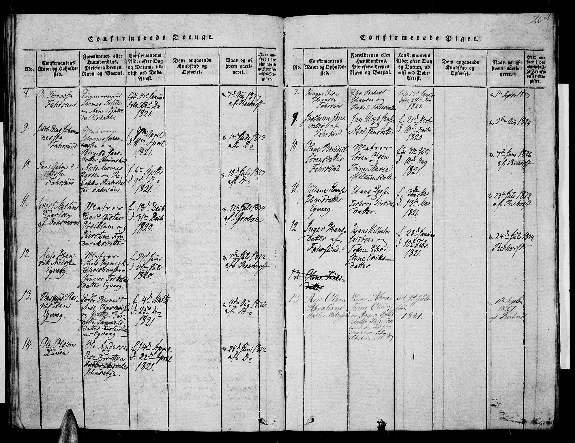 Farsund sokneprestkontor, AV/SAK-1111-0009/F/Fa/L0002: Ministerialbok nr. A 2, 1815-1836, s. 268