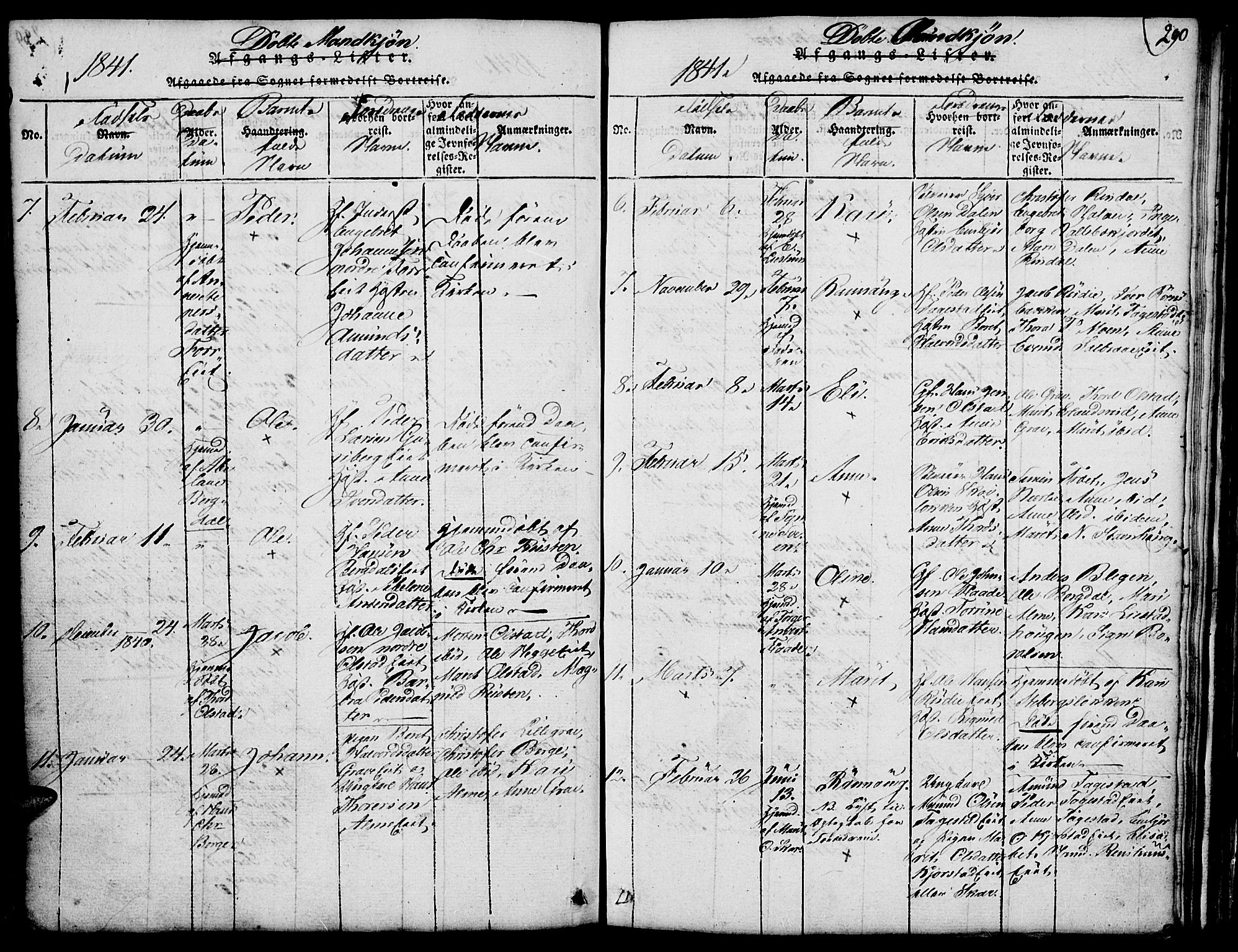 Fron prestekontor, AV/SAH-PREST-078/H/Ha/Hab/L0001: Klokkerbok nr. 1, 1816-1843, s. 290