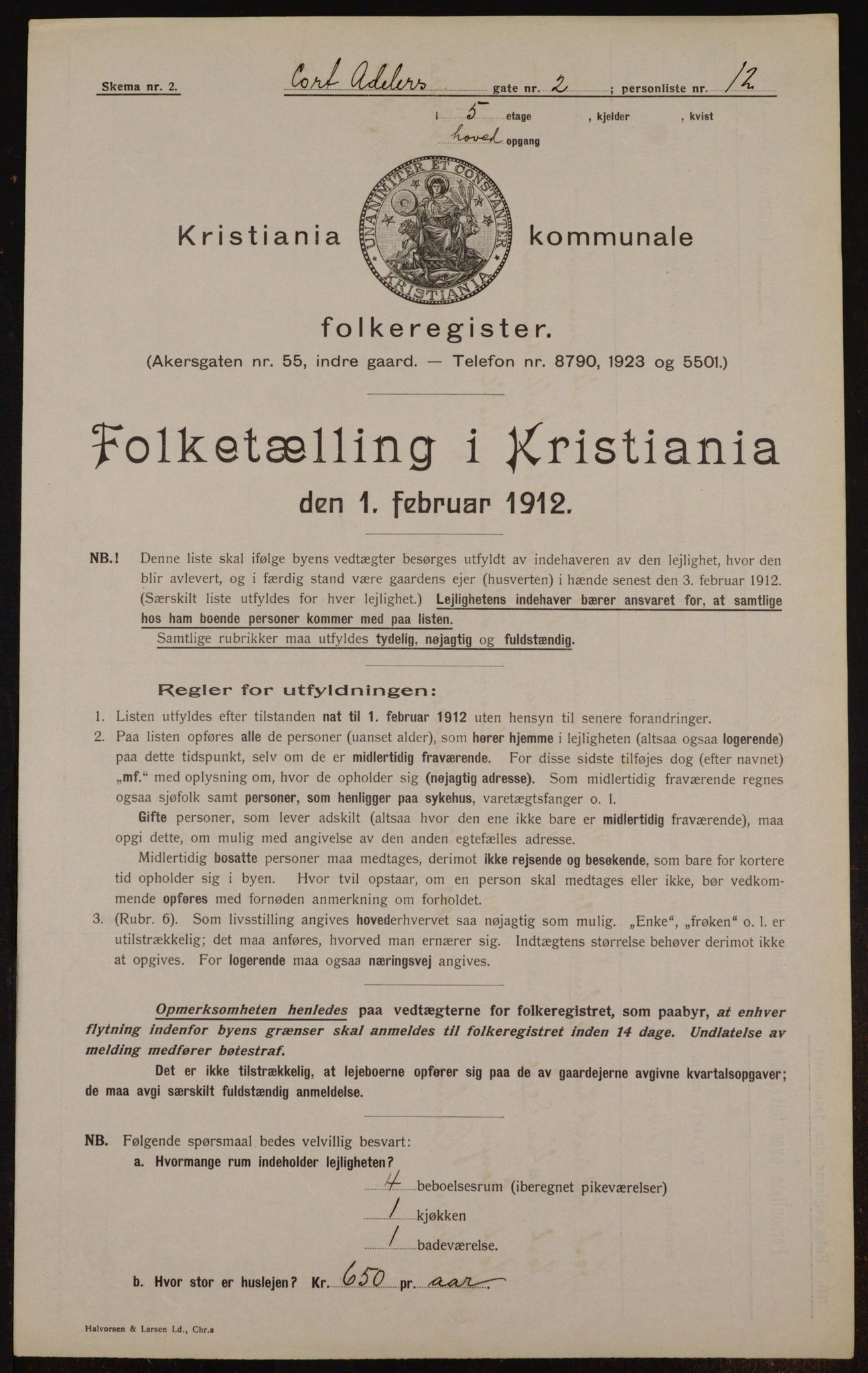 OBA, Kommunal folketelling 1.2.1912 for Kristiania, 1912, s. 13514