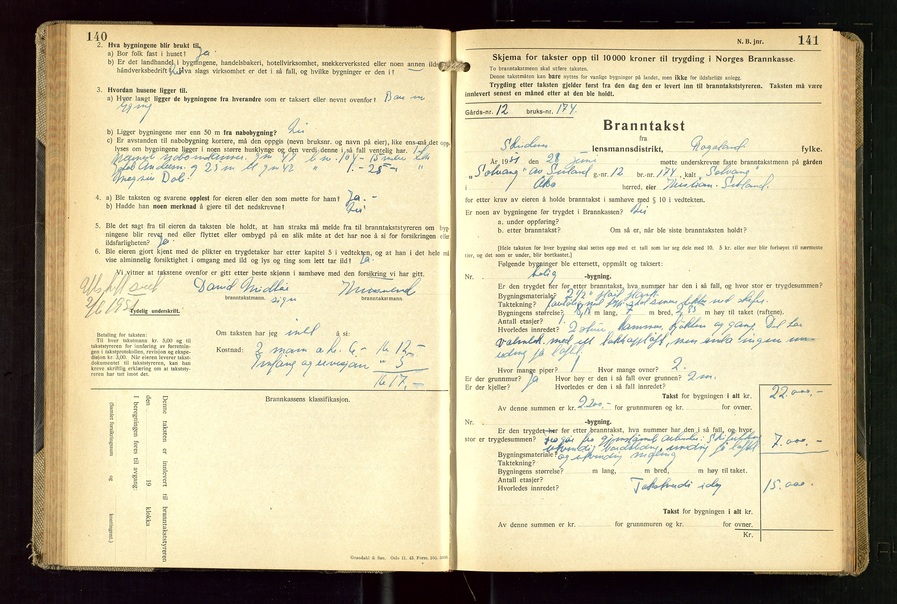 Skudenes lensmannskontor, AV/SAST-A-100444/Gob/L0003: "Brandtakstprotokoll", 1942-1954, s. 140-141