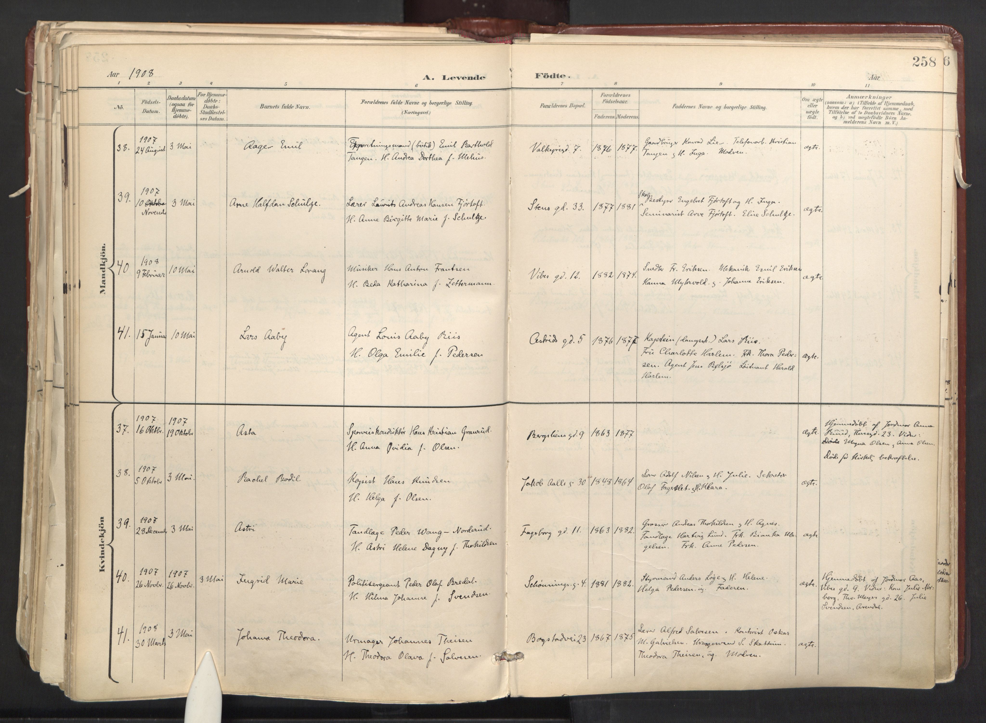 Fagerborg prestekontor Kirkebøker, AV/SAO-A-10844/F/Fa/L0001: Ministerialbok nr. 1, 1898-1909, s. 258