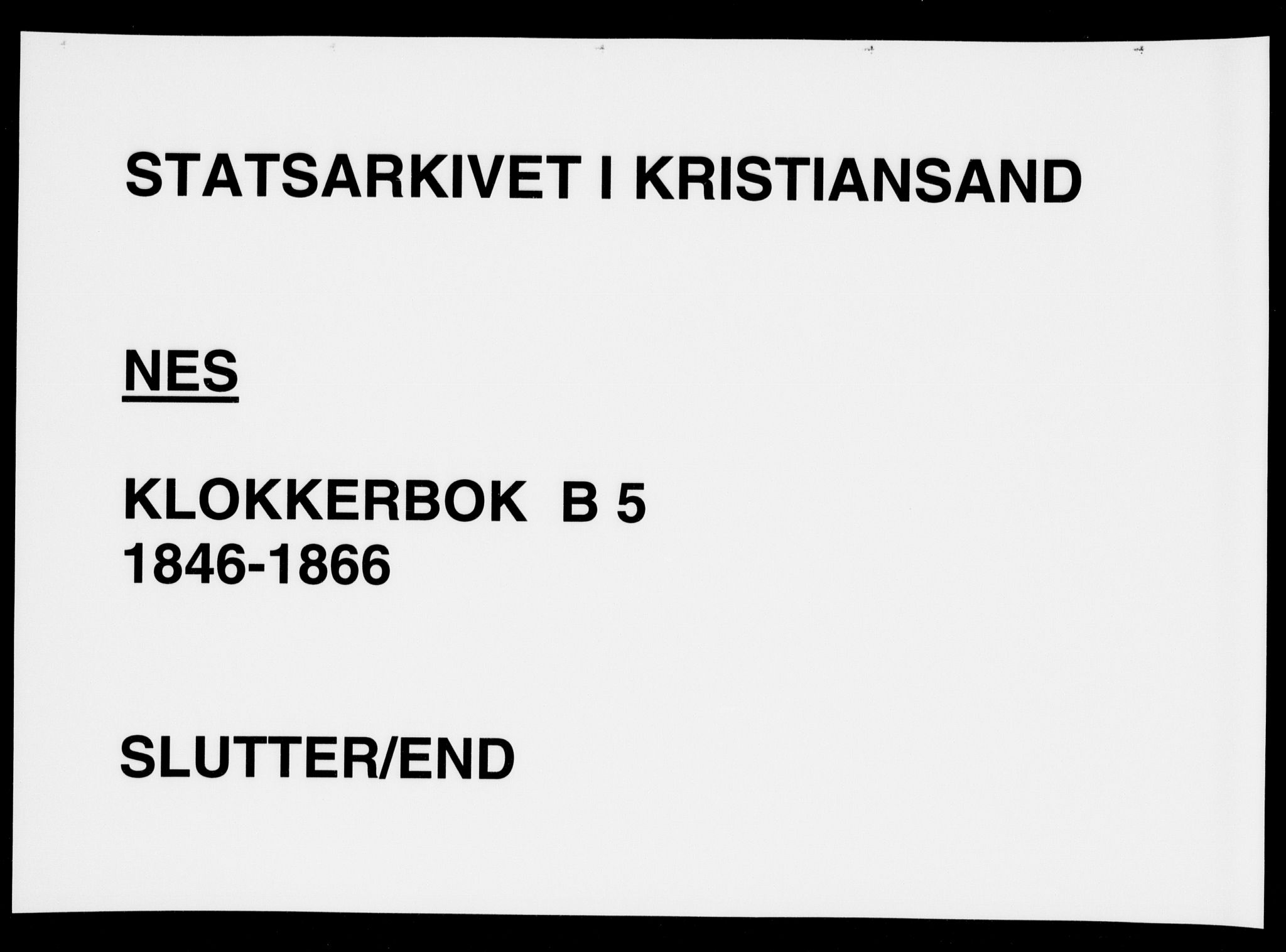 Flekkefjord sokneprestkontor, AV/SAK-1111-0012/F/Fb/Fbc/L0005: Klokkerbok nr. B 5, 1846-1866