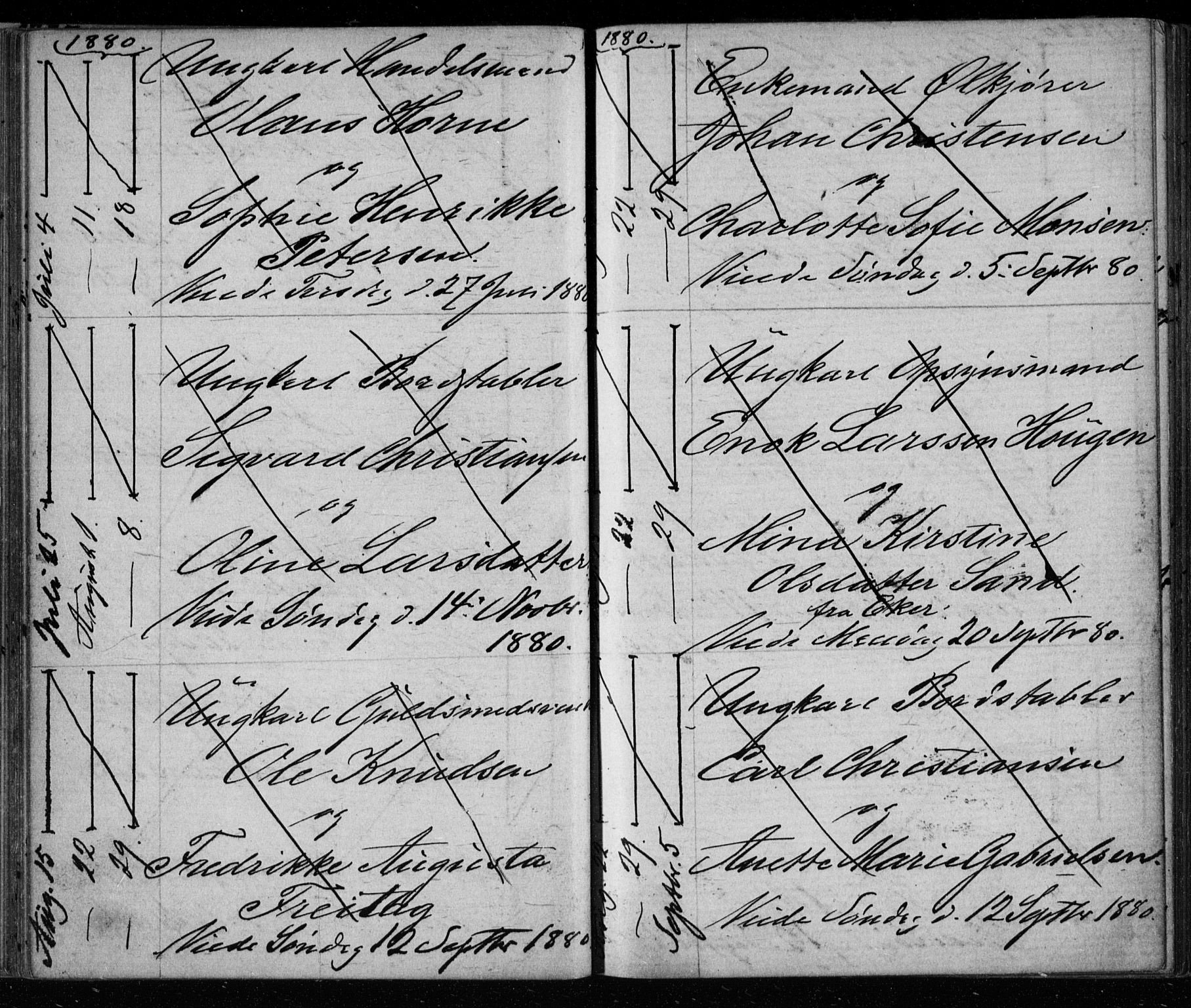 Bragernes kirkebøker, AV/SAKO-A-6/H/Ha/L0006: Lysningsprotokoll nr. 6, 1873-1896