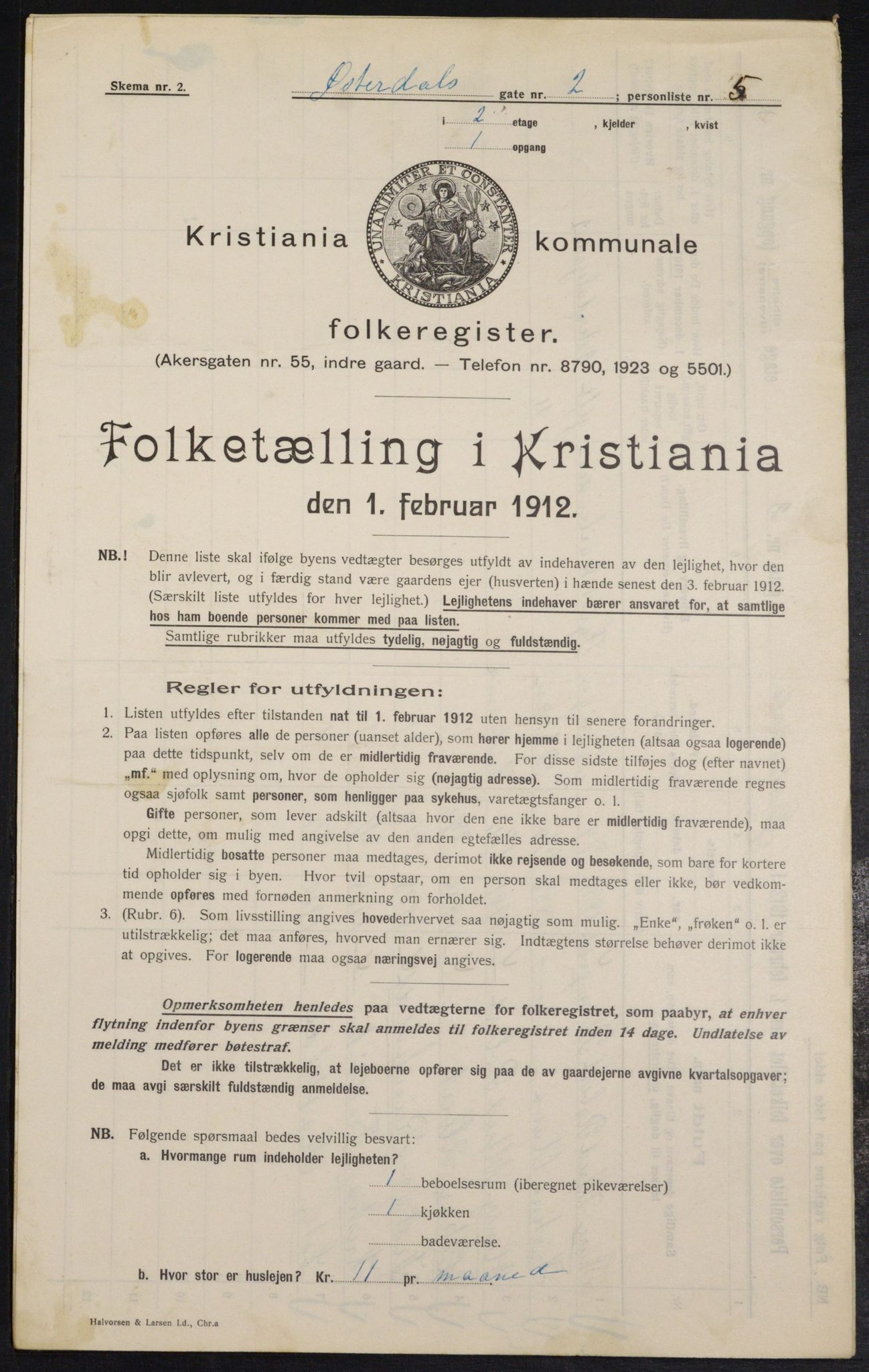 OBA, Kommunal folketelling 1.2.1912 for Kristiania, 1912, s. 128901