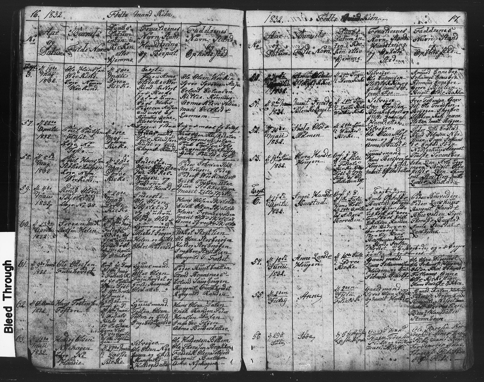 Lesja prestekontor, AV/SAH-PREST-068/H/Ha/Hab/L0002: Klokkerbok nr. 2, 1832-1850, s. 16-17
