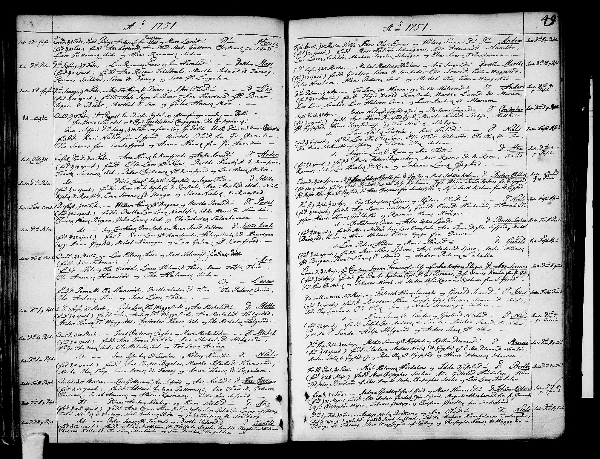 Sandar kirkebøker, AV/SAKO-A-243/F/Fa/L0002: Ministerialbok nr. 2, 1733-1788, s. 49