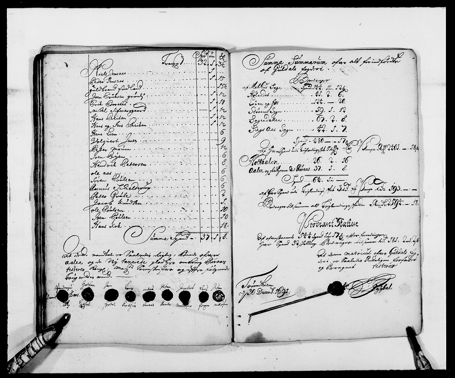 Rentekammeret inntil 1814, Reviderte regnskaper, Fogderegnskap, AV/RA-EA-4092/R59/L3941: Fogderegnskap Gauldal, 1691, s. 59