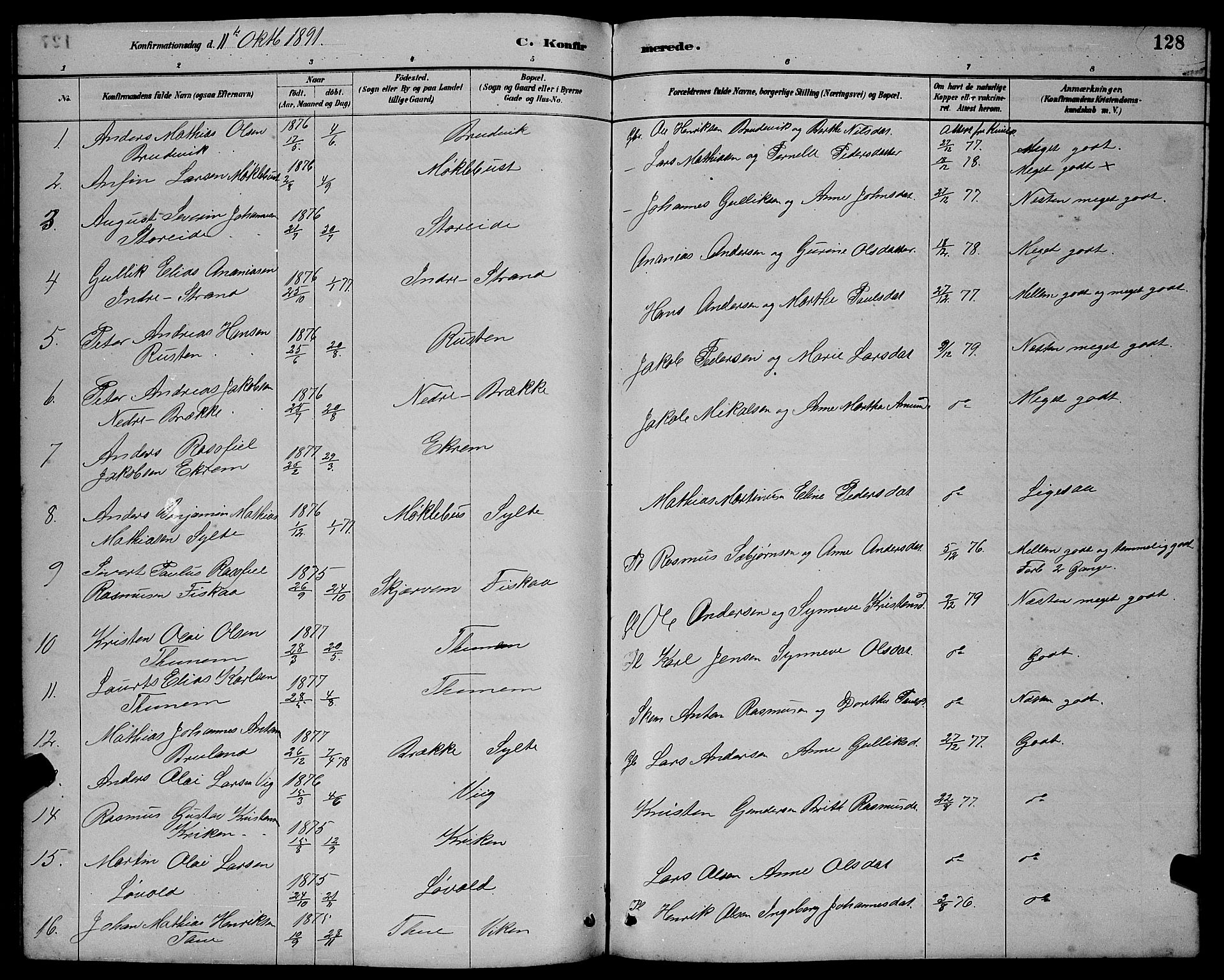 Ministerialprotokoller, klokkerbøker og fødselsregistre - Møre og Romsdal, AV/SAT-A-1454/501/L0017: Klokkerbok nr. 501C03, 1885-1901, s. 128