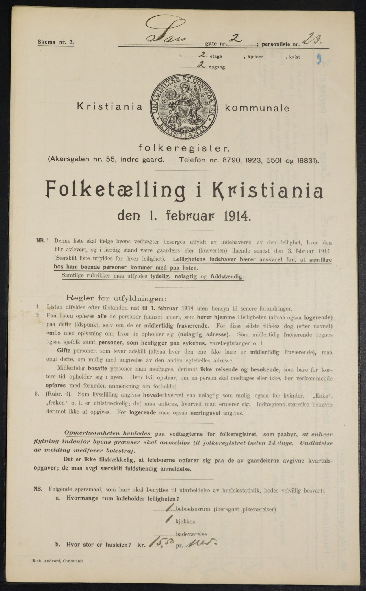 OBA, Kommunal folketelling 1.2.1914 for Kristiania, 1914, s. 89090
