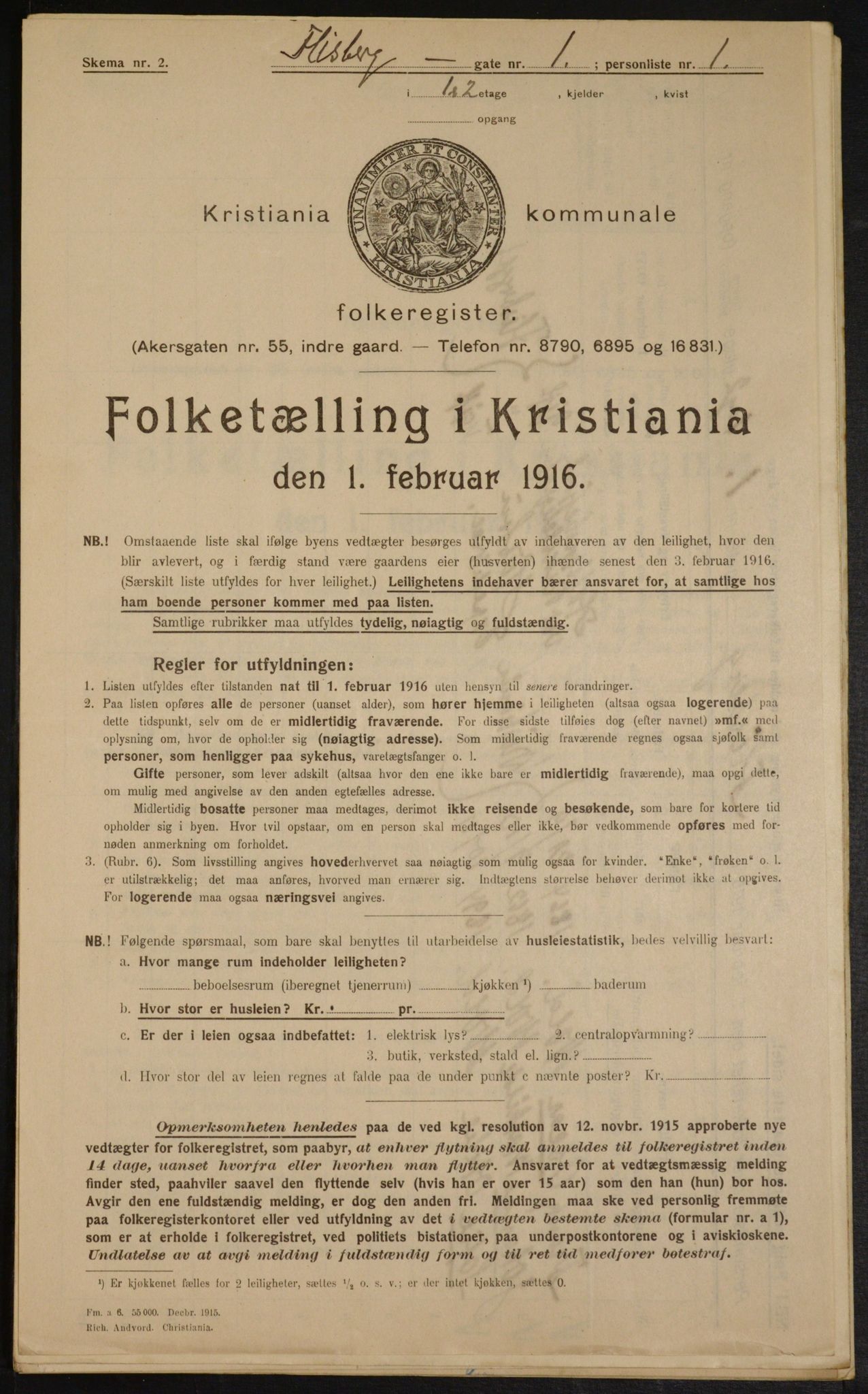 OBA, Kommunal folketelling 1.2.1916 for Kristiania, 1916, s. 24999