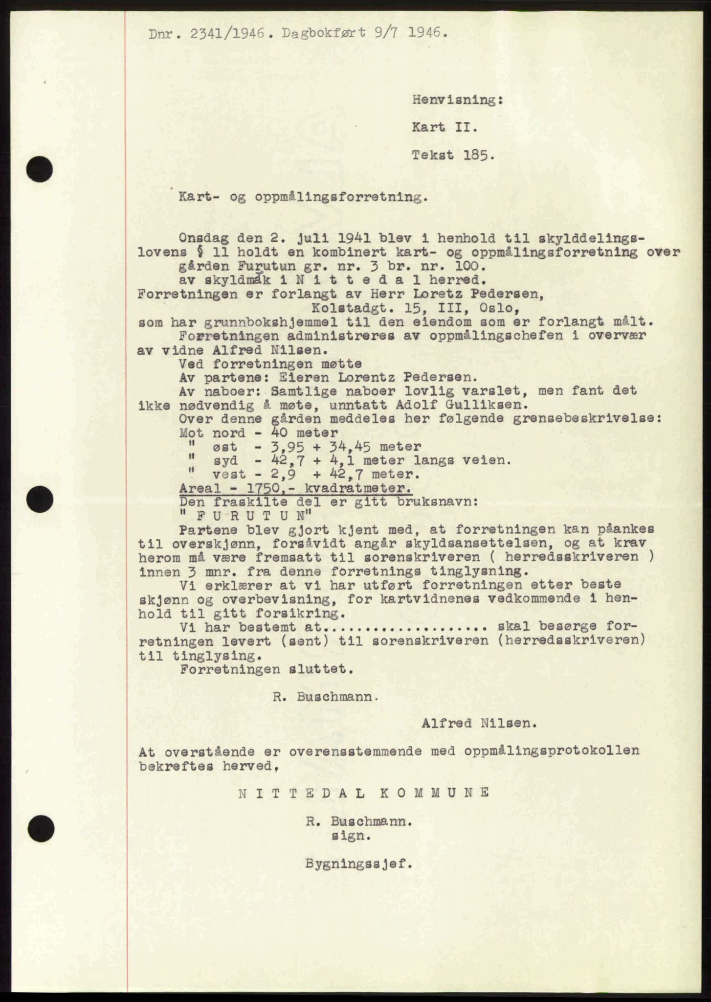 Nedre Romerike sorenskriveri, AV/SAO-A-10469/G/Gb/Gbd/L0016: Pantebok nr. 16, 1946-1946, Dagboknr: 2341/1946