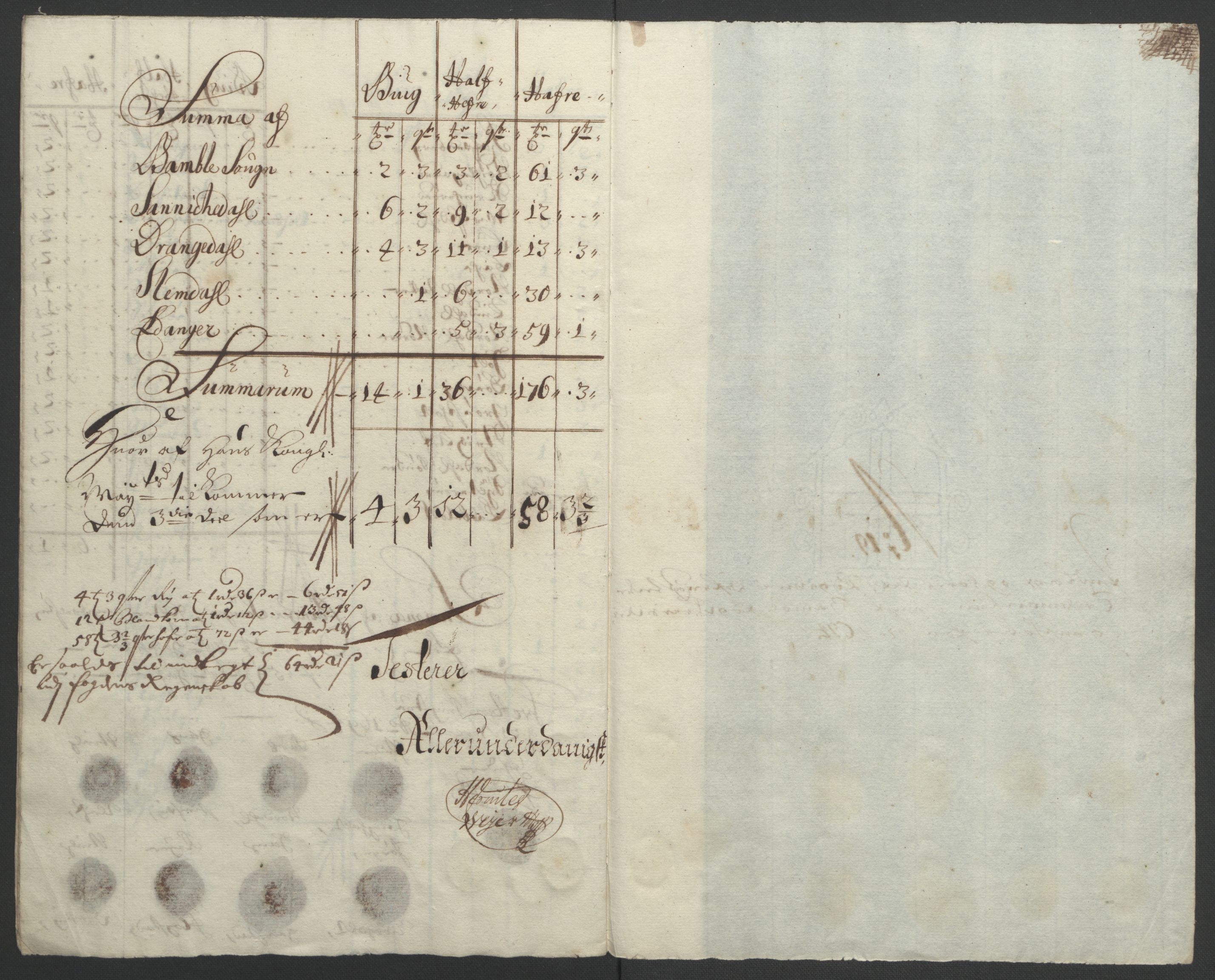 Rentekammeret inntil 1814, Reviderte regnskaper, Fogderegnskap, AV/RA-EA-4092/R36/L2092: Fogderegnskap Øvre og Nedre Telemark og Bamble, 1694, s. 183