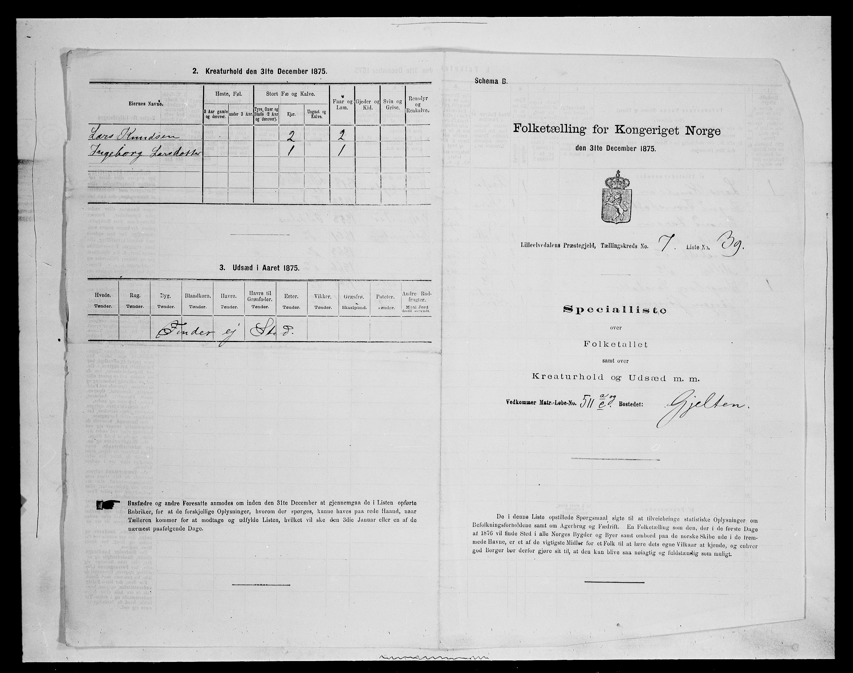 SAH, Folketelling 1875 for 0438P Lille Elvedalen (Alvdal) prestegjeld, 1875, s. 722