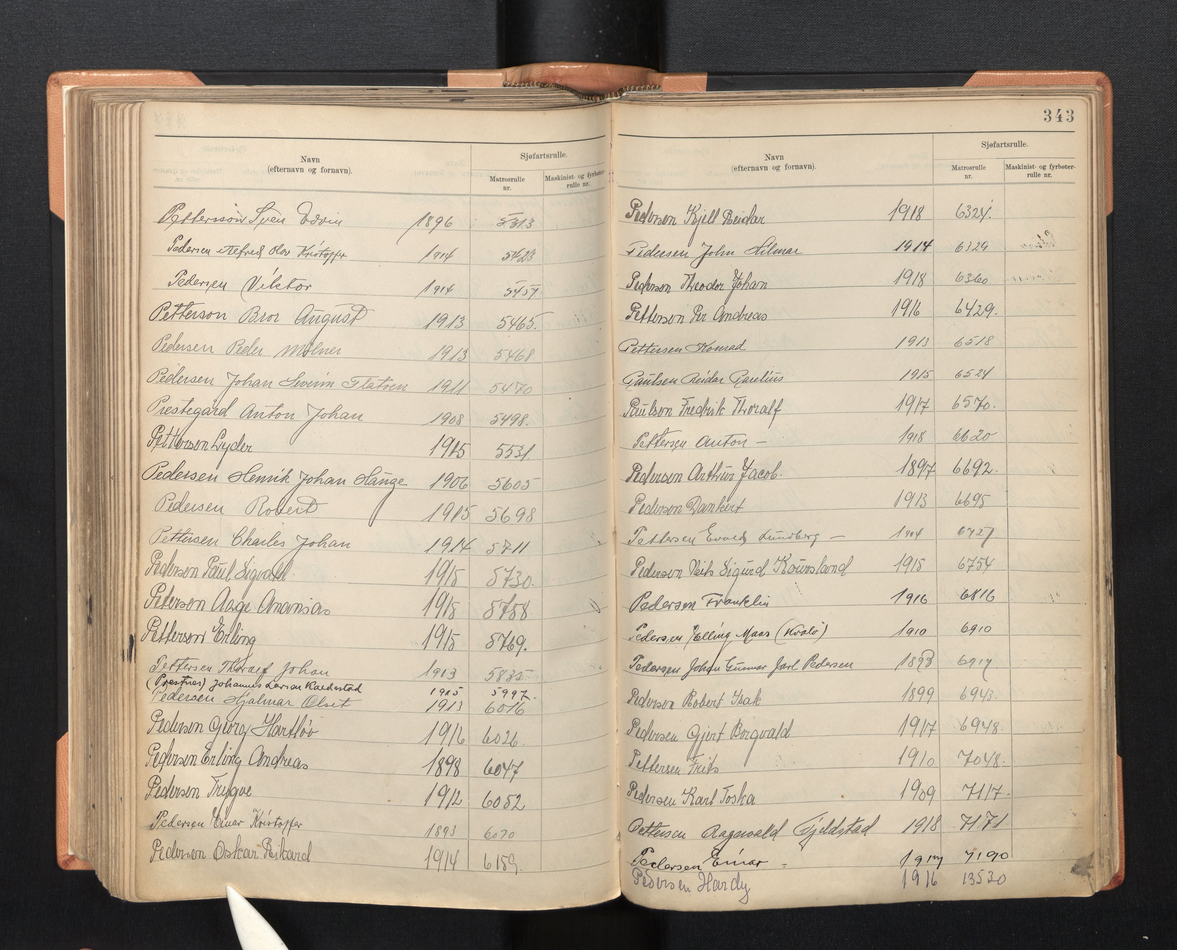 Innrulleringssjefen i Bergen, AV/SAB-A-100050/F/Fa/L0005: Register til sjøfartsrulle, Mønstringssjefen i Bergen, 1926-1948