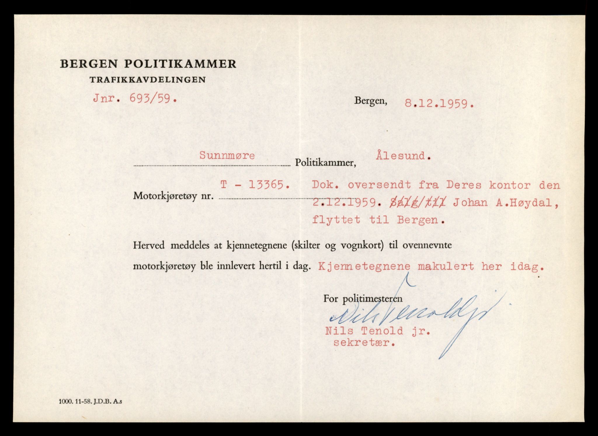 Møre og Romsdal vegkontor - Ålesund trafikkstasjon, AV/SAT-A-4099/F/Fe/L0039: Registreringskort for kjøretøy T 13361 - T 13530, 1927-1998, s. 77