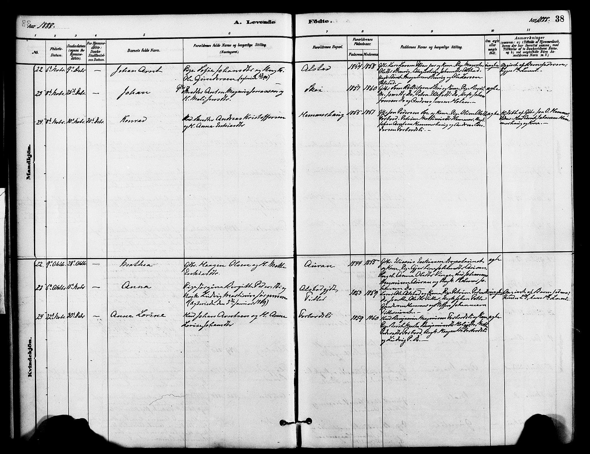 Ministerialprotokoller, klokkerbøker og fødselsregistre - Nord-Trøndelag, SAT/A-1458/712/L0100: Ministerialbok nr. 712A01, 1880-1900, s. 38