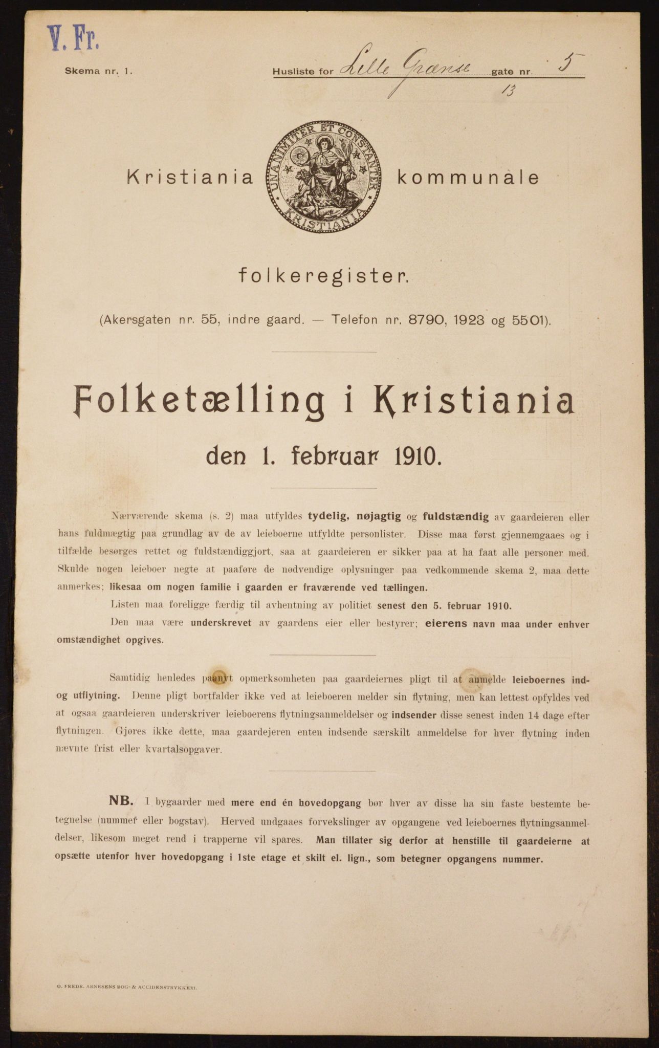 OBA, Kommunal folketelling 1.2.1910 for Kristiania, 1910, s. 55561