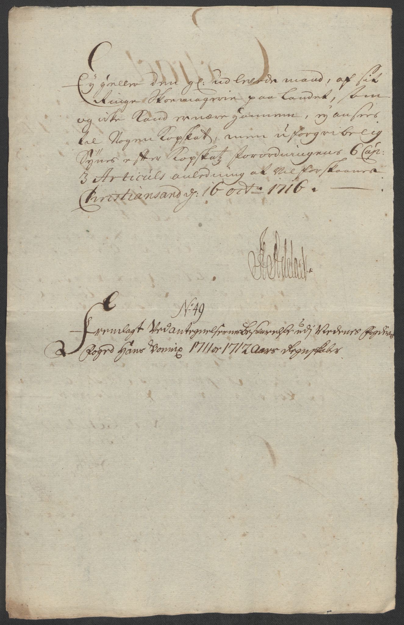 Rentekammeret inntil 1814, Reviderte regnskaper, Fogderegnskap, AV/RA-EA-4092/R39/L2320: Fogderegnskap Nedenes, 1712, s. 565