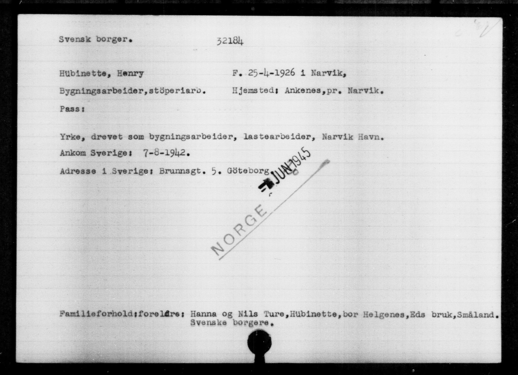 Den Kgl. Norske Legasjons Flyktningskontor, AV/RA-S-6753/V/Va/L0013: Kjesäterkartoteket.  Flyktningenr. 31500-34731, 1940-1945, s. 729