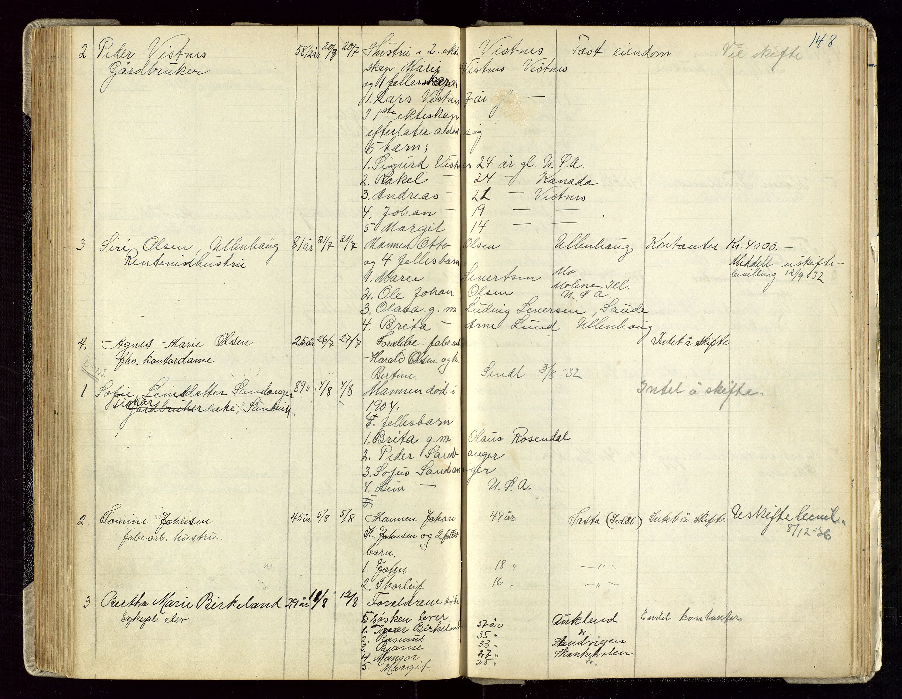 Hetland lensmannskontor, AV/SAST-A-100101/Gga/L0003: Dødsfallprotokoll (med alfabetisk navneregister), 1921-1936, s. 148