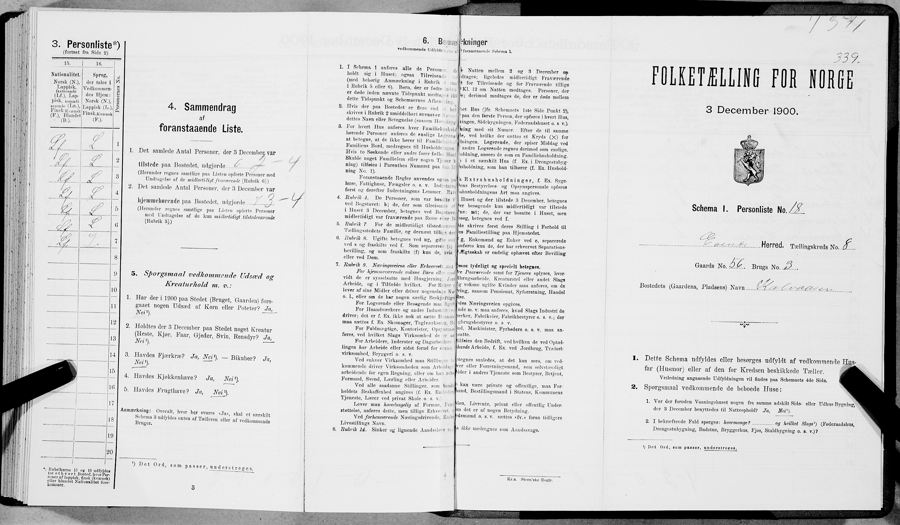 SAT, Folketelling 1900 for 1853 Evenes herred, 1900, s. 685
