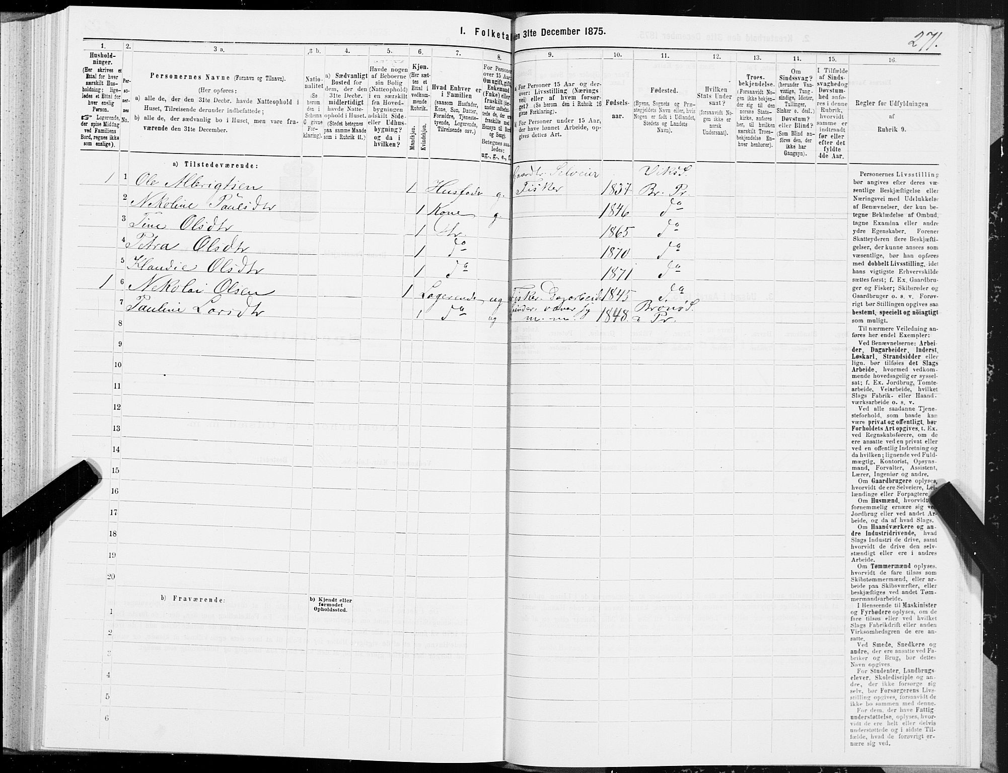 SAT, Folketelling 1875 for 1814P Brønnøy prestegjeld, 1875, s. 2271