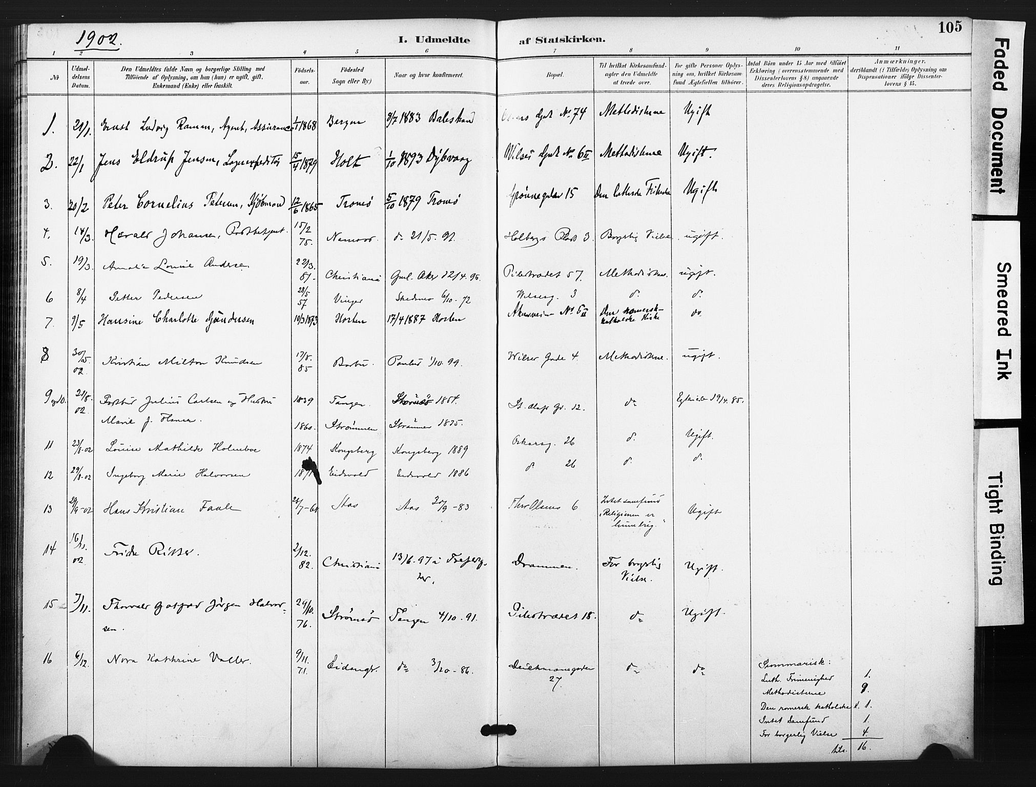 Trefoldighet prestekontor Kirkebøker, AV/SAO-A-10882/F/Ff/L0002: Ministerialbok nr. VI 2, 1891-1918, s. 105