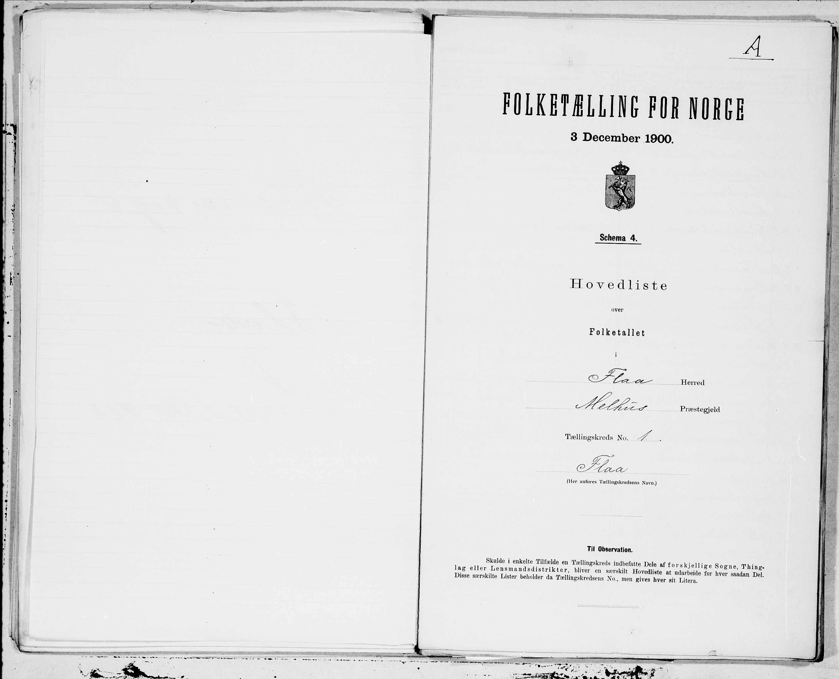 SAT, Folketelling 1900 for 1652 Flå herred, 1900, s. 2