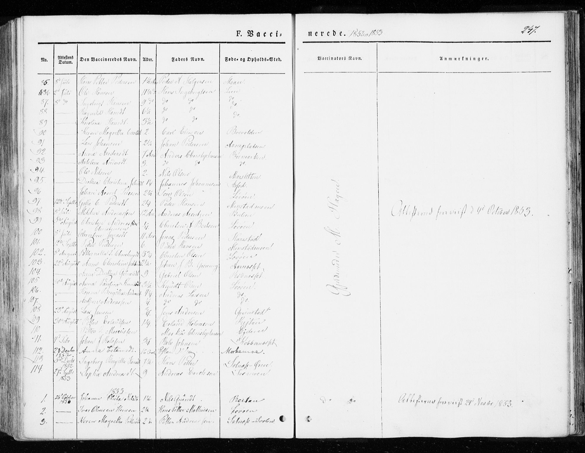 Ministerialprotokoller, klokkerbøker og fødselsregistre - Sør-Trøndelag, AV/SAT-A-1456/655/L0677: Ministerialbok nr. 655A06, 1847-1860, s. 247