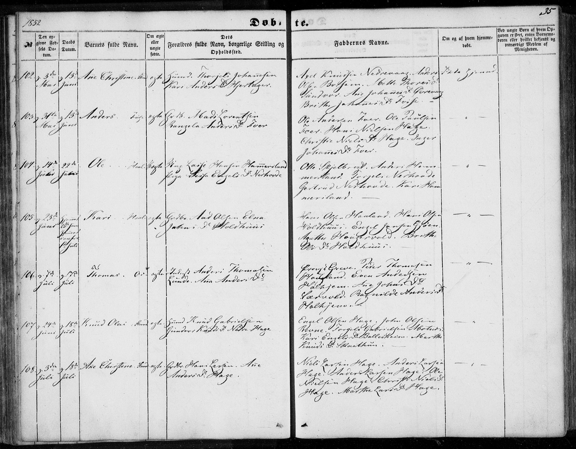 Os sokneprestembete, AV/SAB-A-99929: Ministerialbok nr. A 16, 1851-1859, s. 35