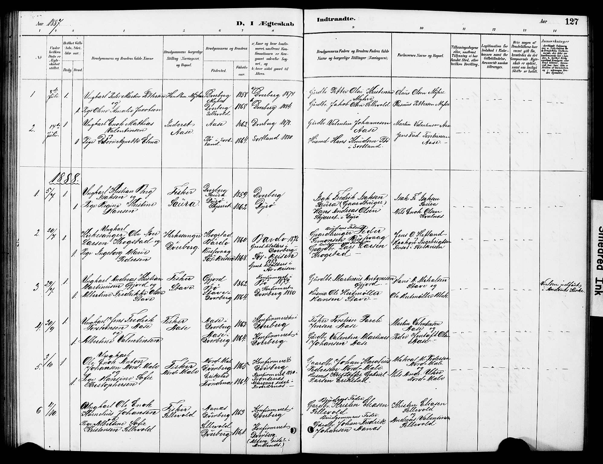 Ministerialprotokoller, klokkerbøker og fødselsregistre - Nordland, SAT/A-1459/897/L1413: Klokkerbok nr. 897C03, 1887-1903, s. 127