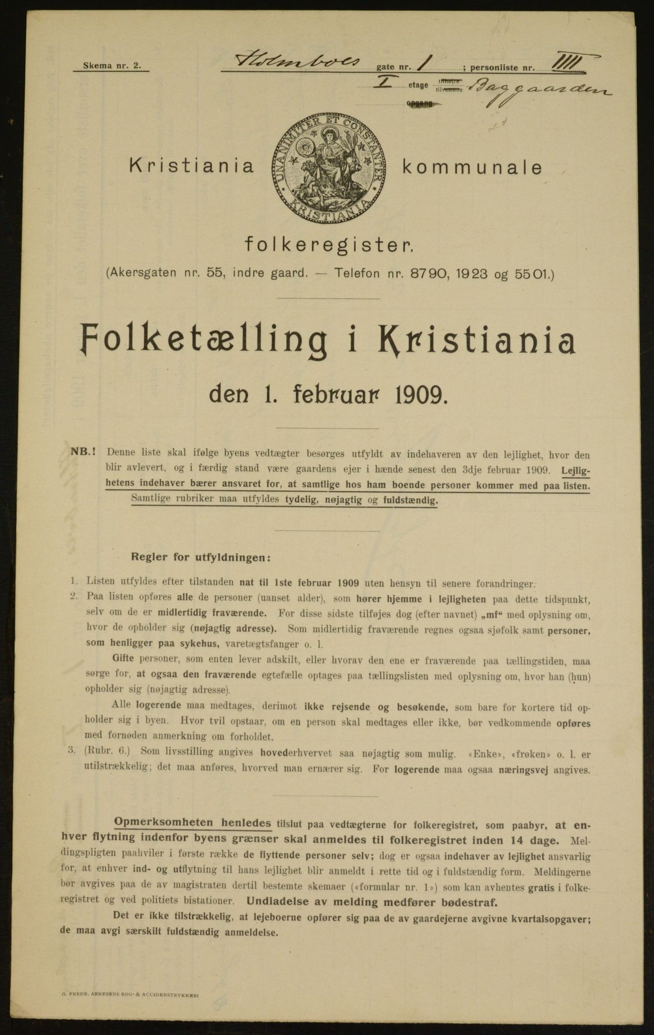 OBA, Kommunal folketelling 1.2.1909 for Kristiania kjøpstad, 1909, s. 36958