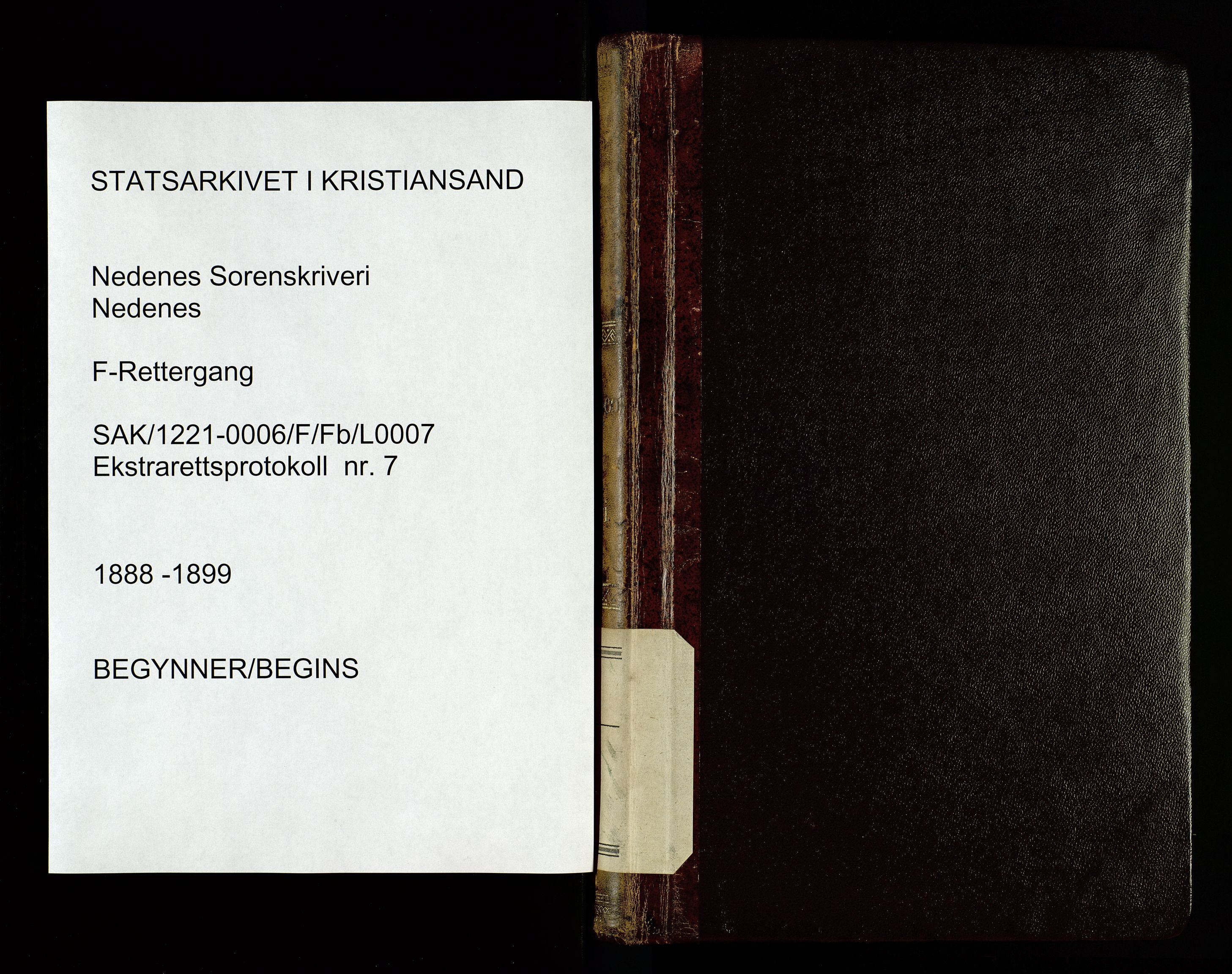 Nedenes sorenskriveri, SAK/1221-0006/F/Fb/L0007: Ekstrarettsprotokoll nr 7, 1888-1899