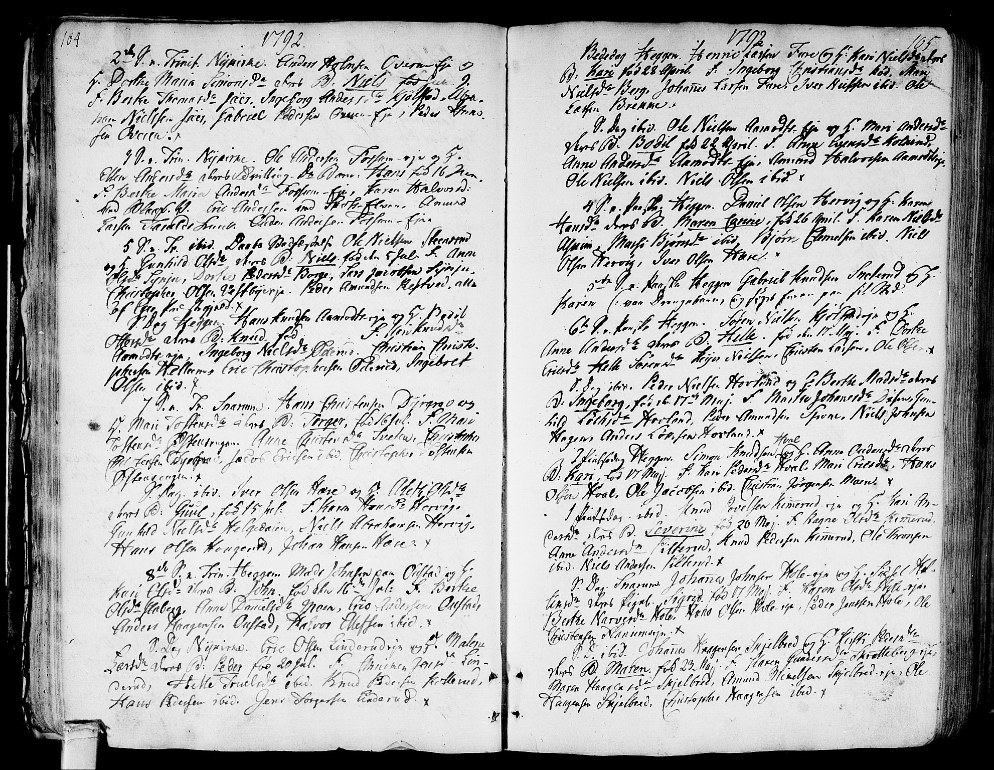 Modum kirkebøker, AV/SAKO-A-234/F/Fa/L0003: Ministerialbok nr. 3, 1783-1819, s. 104-105