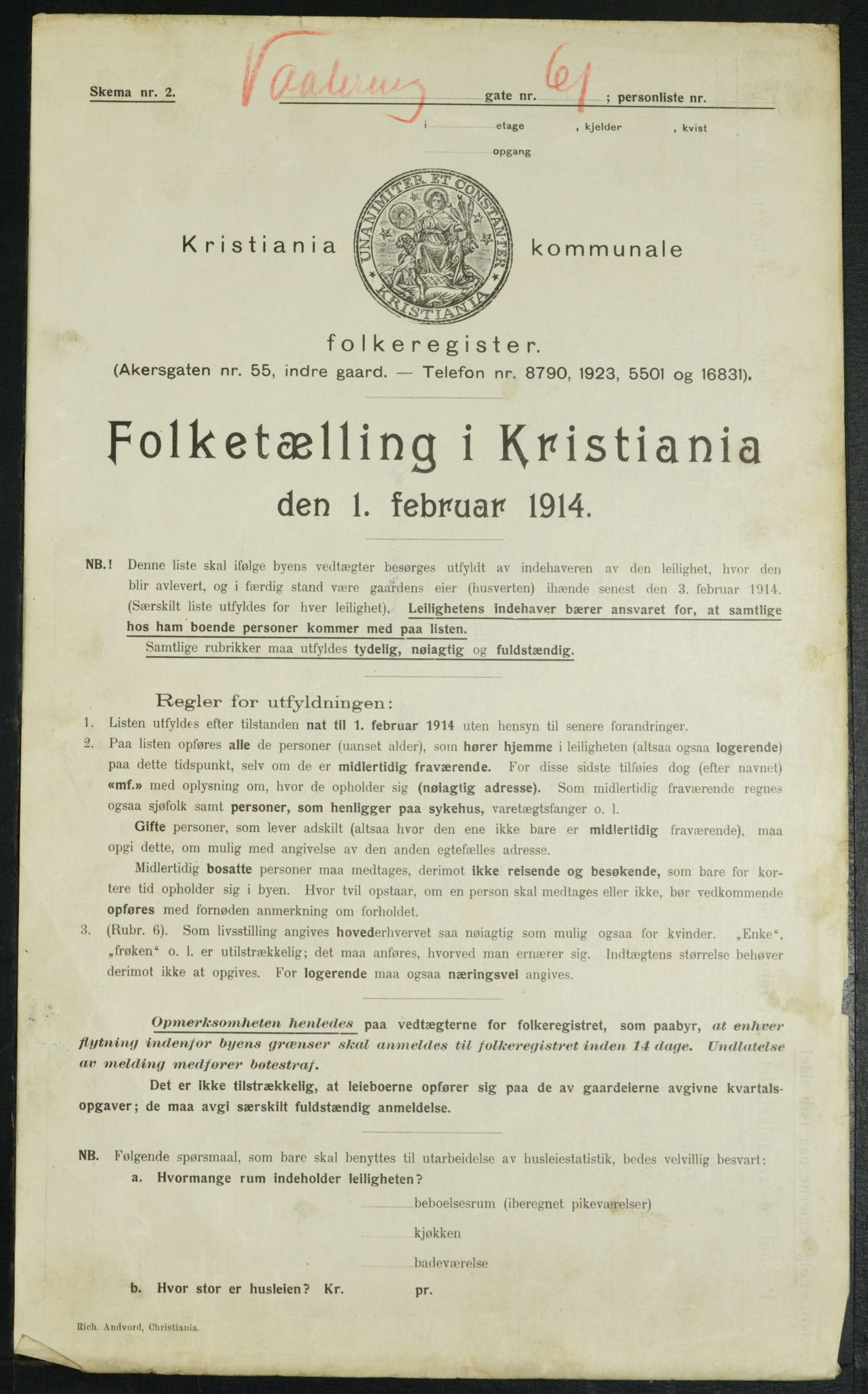 OBA, Kommunal folketelling 1.2.1914 for Kristiania, 1914, s. 127280