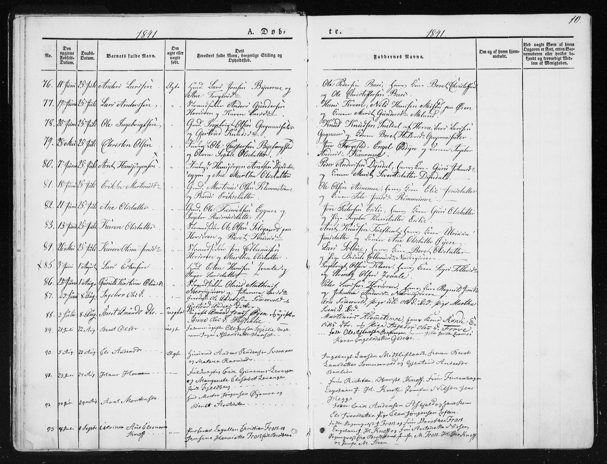 Ministerialprotokoller, klokkerbøker og fødselsregistre - Sør-Trøndelag, SAT/A-1456/668/L0805: Ministerialbok nr. 668A05, 1840-1853, s. 10