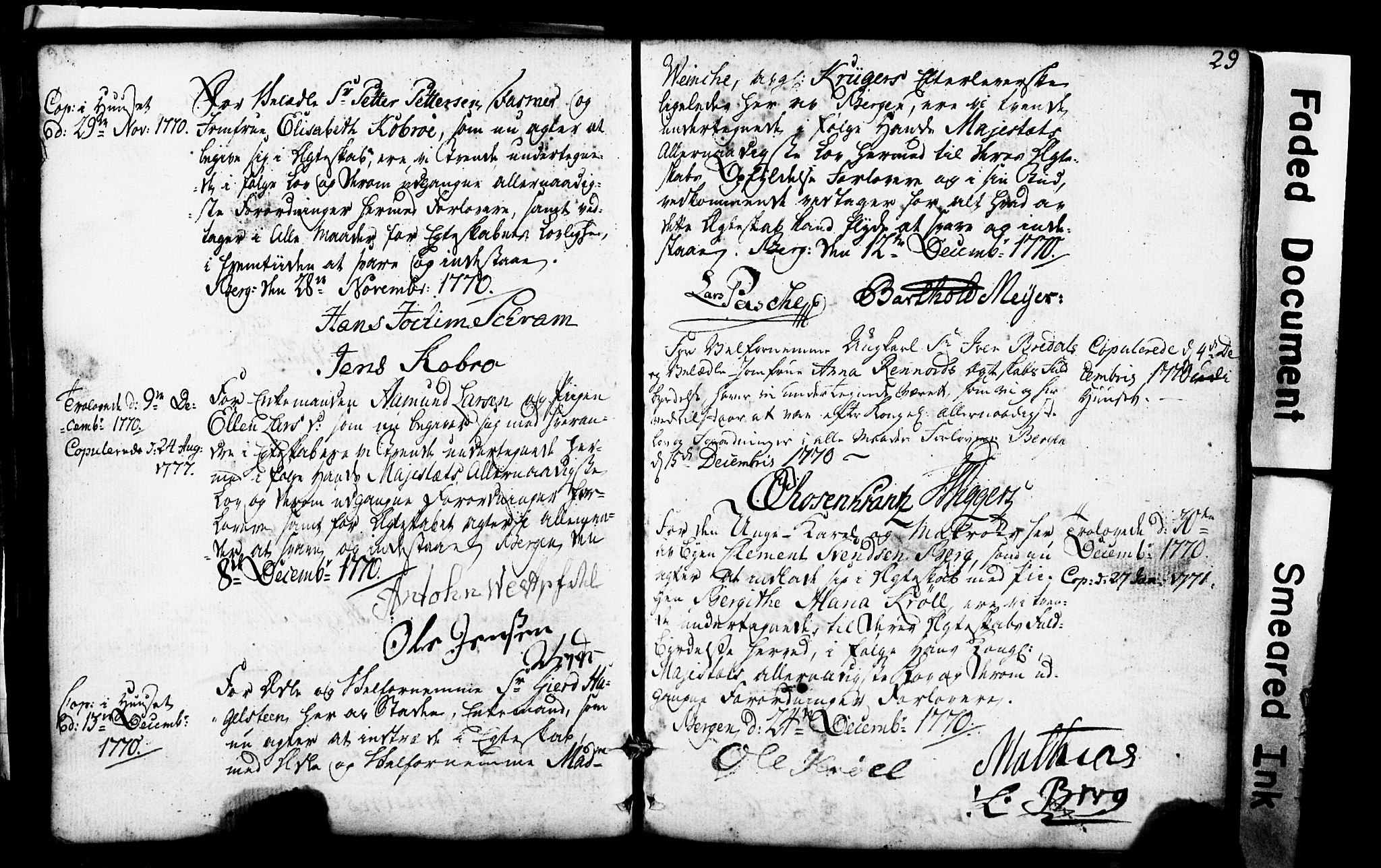 Domkirken sokneprestembete, SAB/A-74801: Forlovererklæringer nr. II.5.1, 1767-1792, s. 29