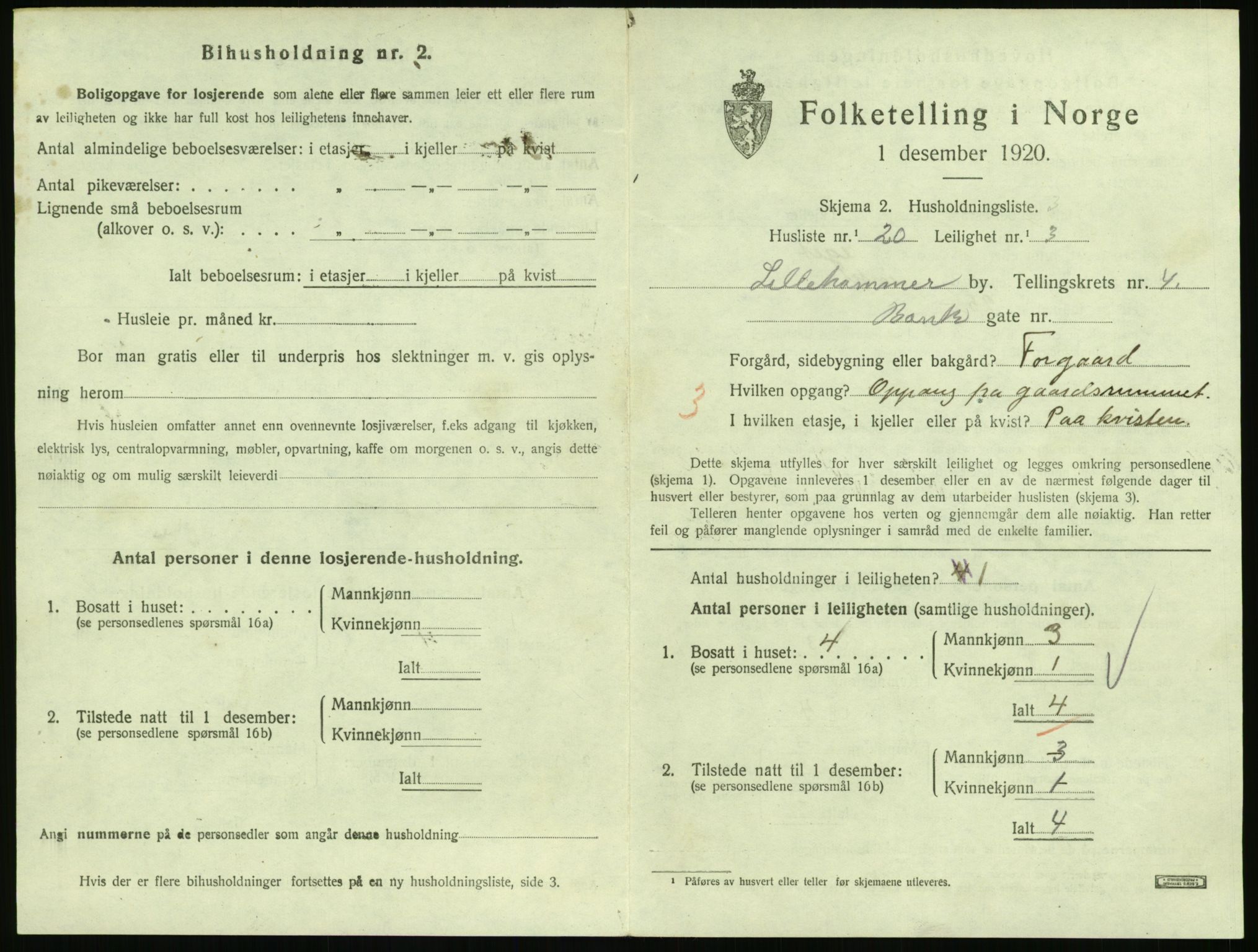 SAH, Folketelling 1920 for 0501 Lillehammer kjøpstad, 1920, s. 2014