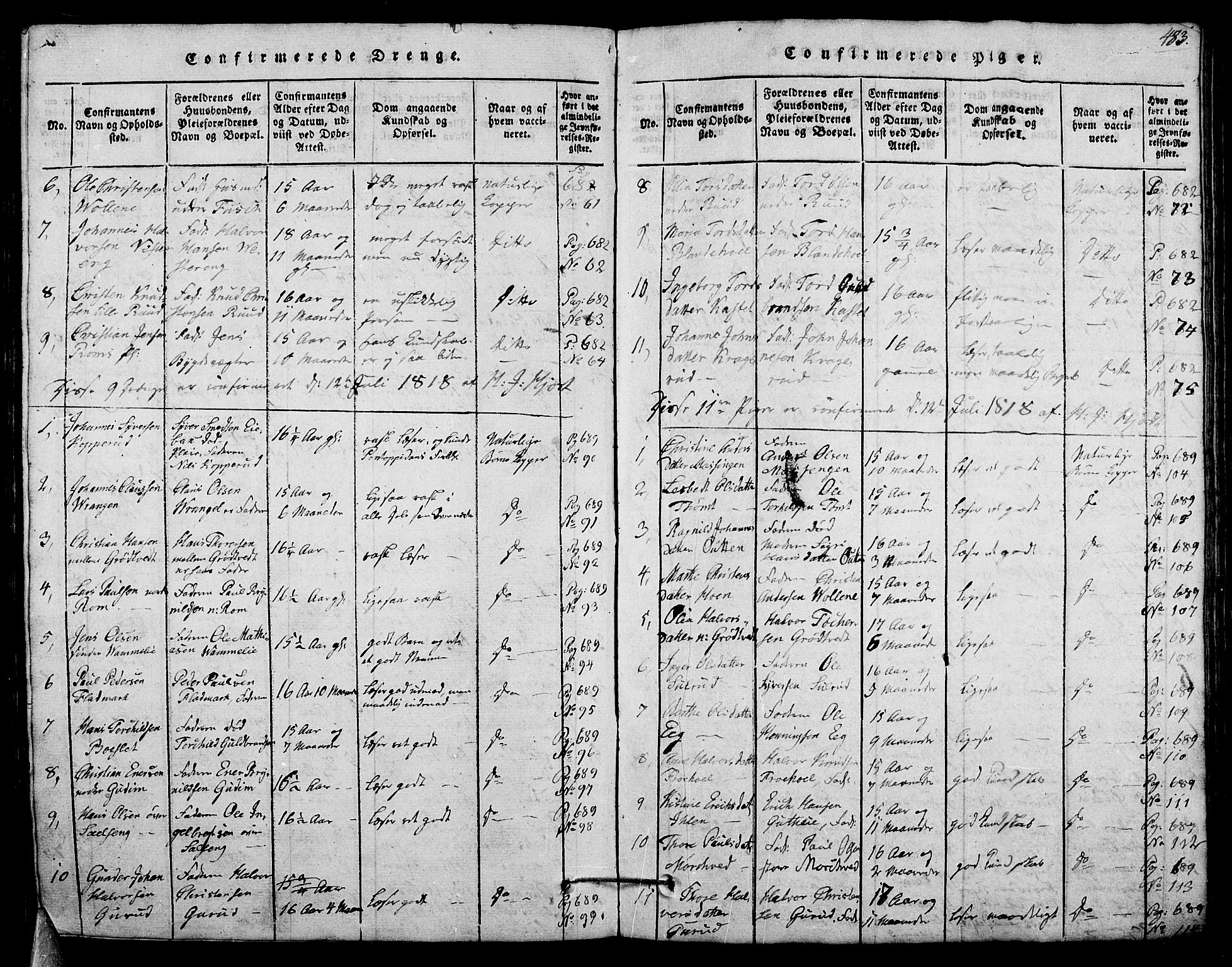 Askim prestekontor Kirkebøker, SAO/A-10900/G/Ga/L0001: Klokkerbok nr. 1, 1817-1846, s. 482-483
