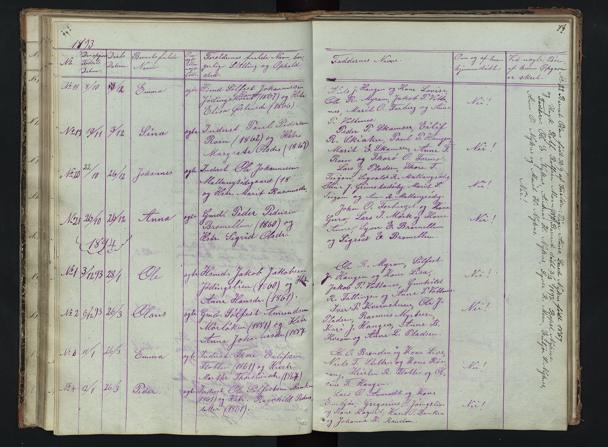 Skjåk prestekontor, AV/SAH-PREST-072/H/Ha/Hab/L0002: Klokkerbok nr. 2, 1867-1894, s. 73