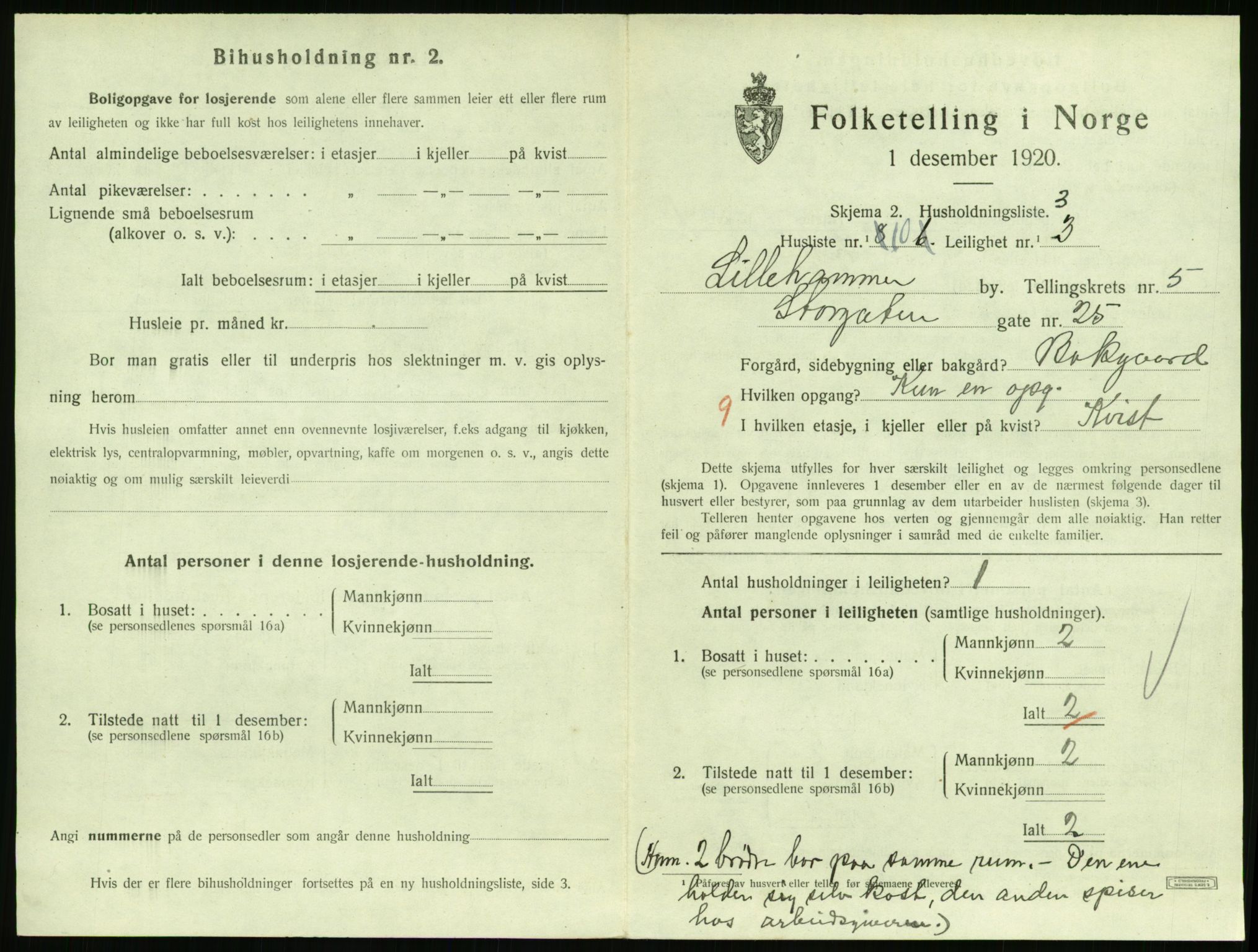 SAH, Folketelling 1920 for 0501 Lillehammer kjøpstad, 1920, s. 2240