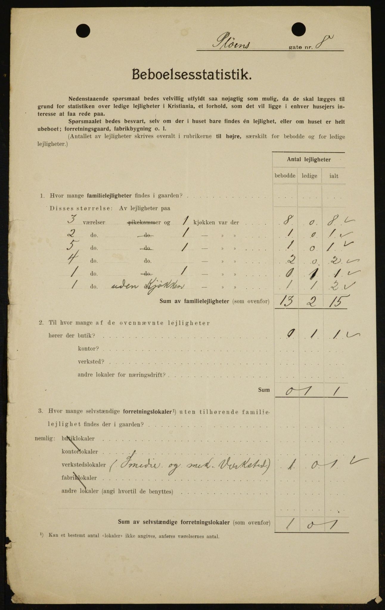 OBA, Kommunal folketelling 1.2.1909 for Kristiania kjøpstad, 1909, s. 73274