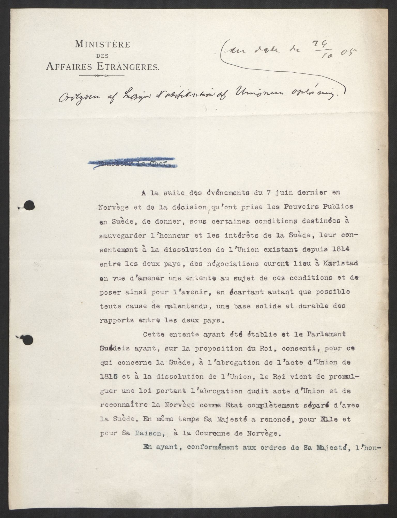 Utenriksdepartementet, AV/RA-S-2259, 1905-1930, s. 3