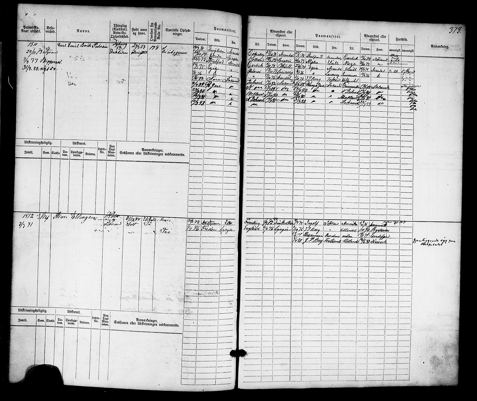 Tvedestrand mønstringskrets, AV/SAK-2031-0011/F/Fb/L0016: Hovedrulle nr 767-1532, U-32, 1869-1910, s. 385