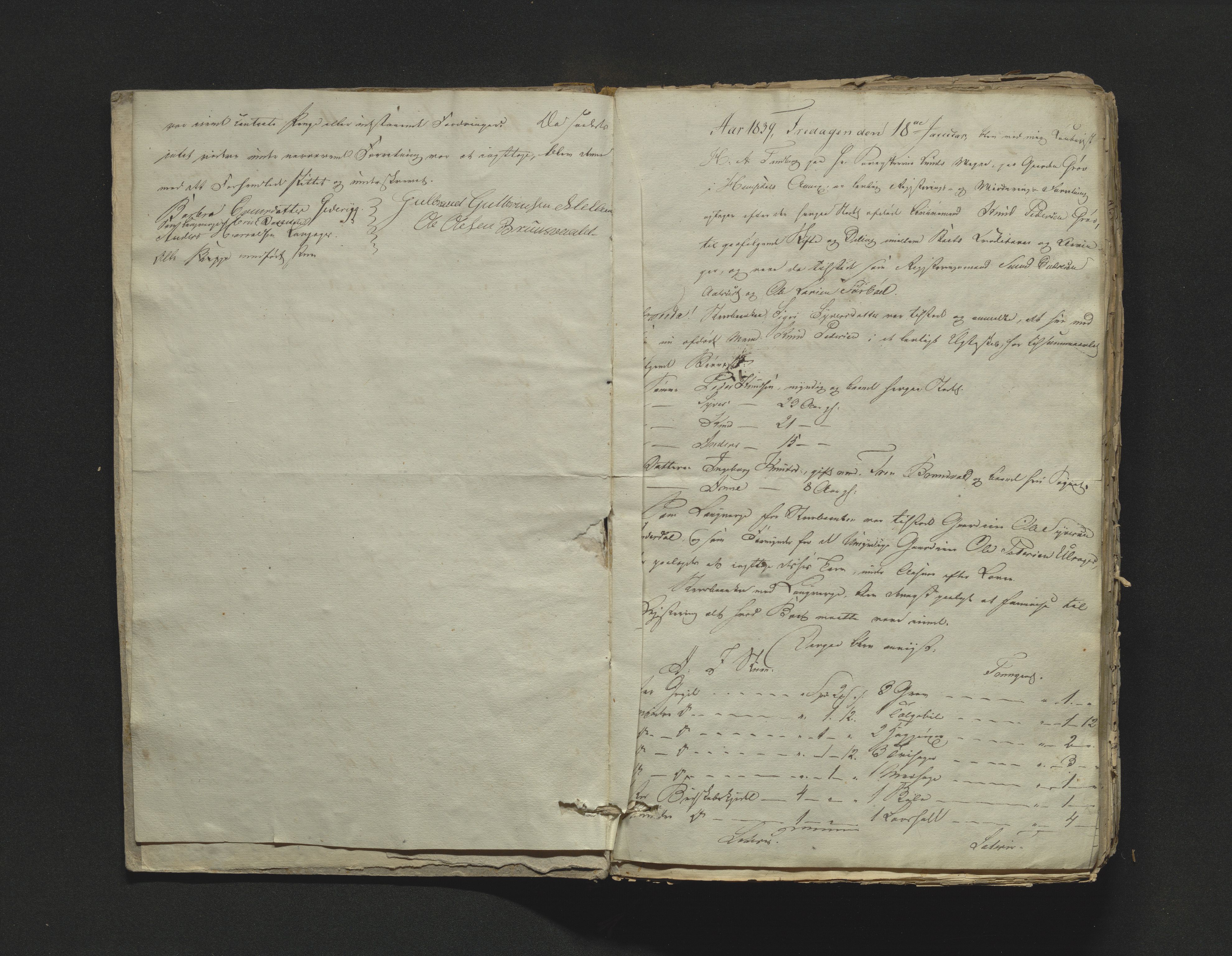 Hallingdal sorenskriveri, SAKO/A-121/H/Hb/Hbb/Hbba/L0012: Skifteregistreringsprotokoll, Sorenskriveriet, 1839