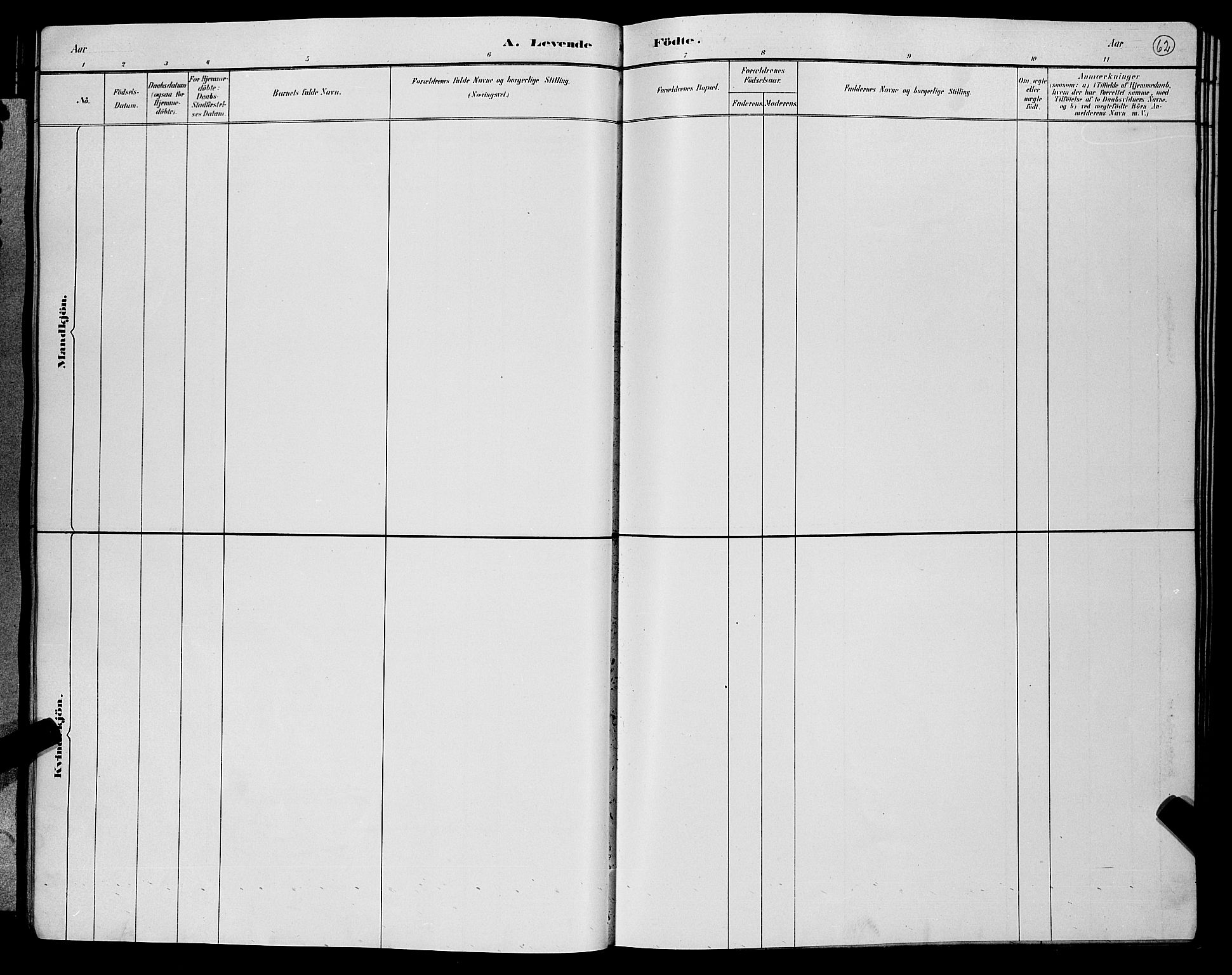 Nore kirkebøker, AV/SAKO-A-238/G/Gb/L0002: Klokkerbok nr. II 2, 1878-1894, s. 62