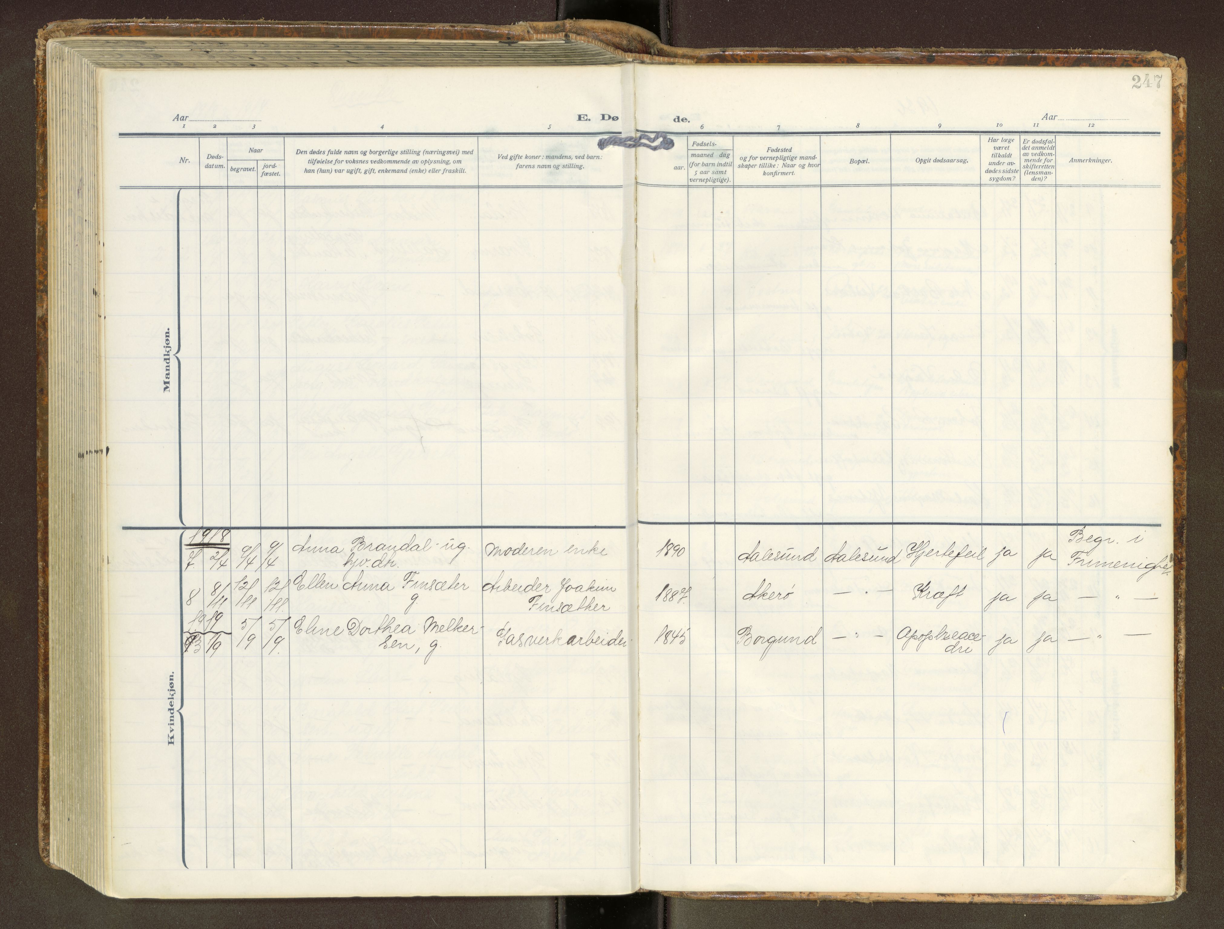 Ålesund sokneprestkontor, AV/SAT-A-1018/5/H/Ha/Haa/L0002: Ministerialbok nr. 529A14, 1916-1936, s. 247