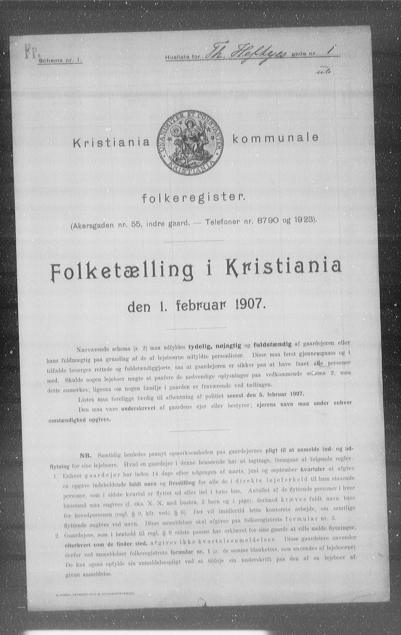 OBA, Kommunal folketelling 1.2.1907 for Kristiania kjøpstad, 1907, s. 55364
