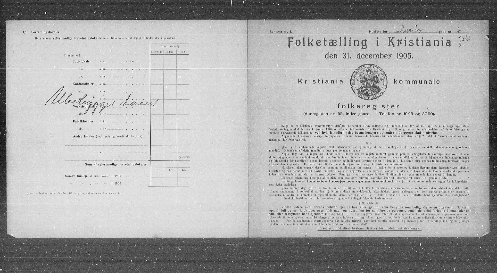 OBA, Kommunal folketelling 31.12.1905 for Kristiania kjøpstad, 1905, s. 32891
