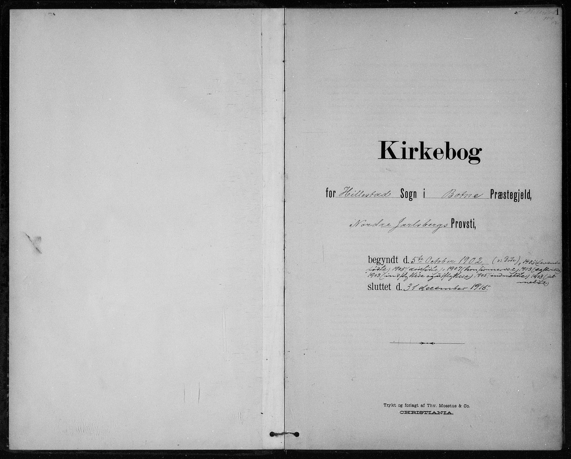 Botne kirkebøker, SAKO/A-340/F/Fb/L0002: Ministerialbok nr. II 2, 1902-1915, s. 1